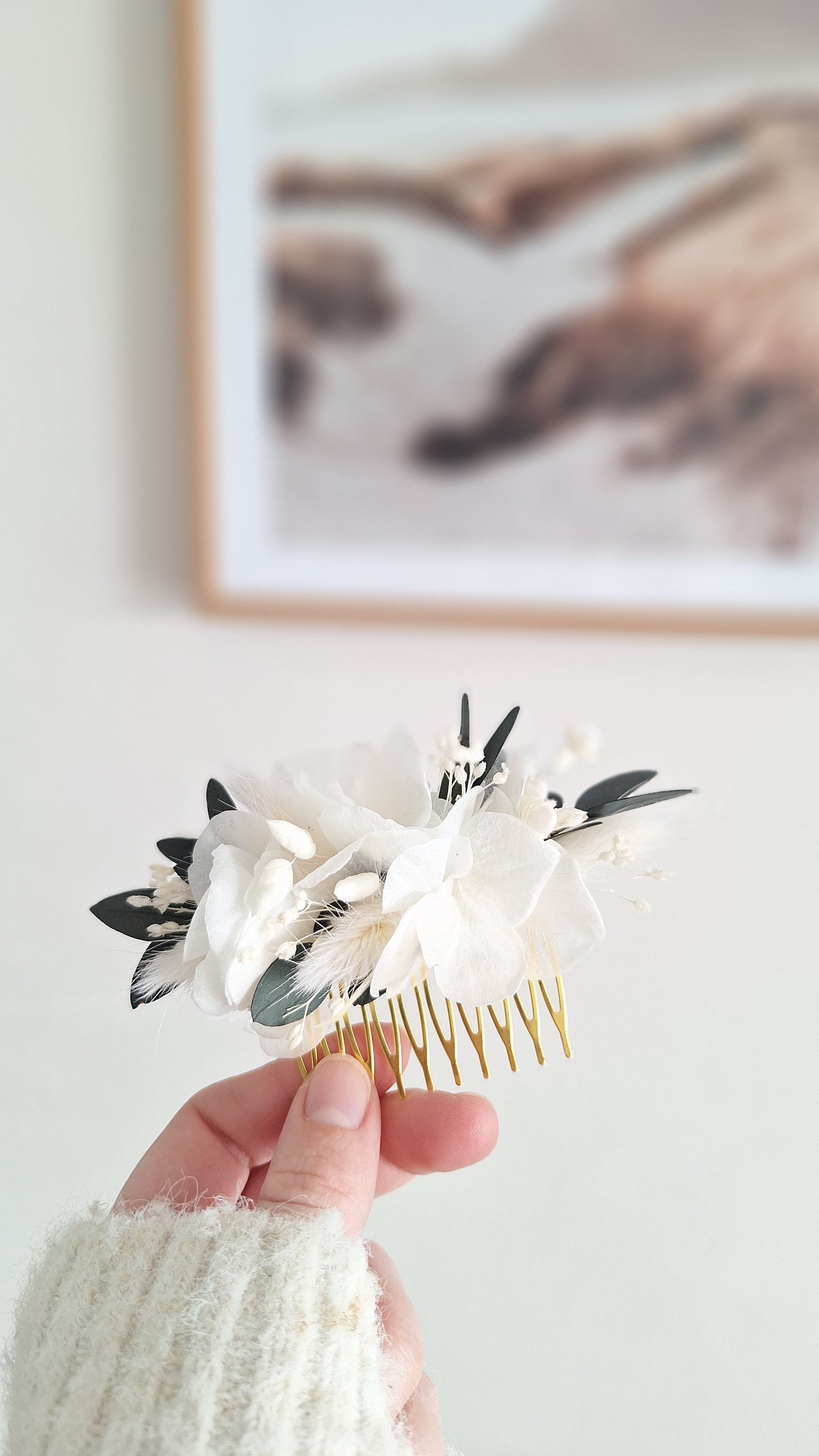 accessoires fleuri mariage - Peigne en fleurs séchées et stabilisé - livraison france