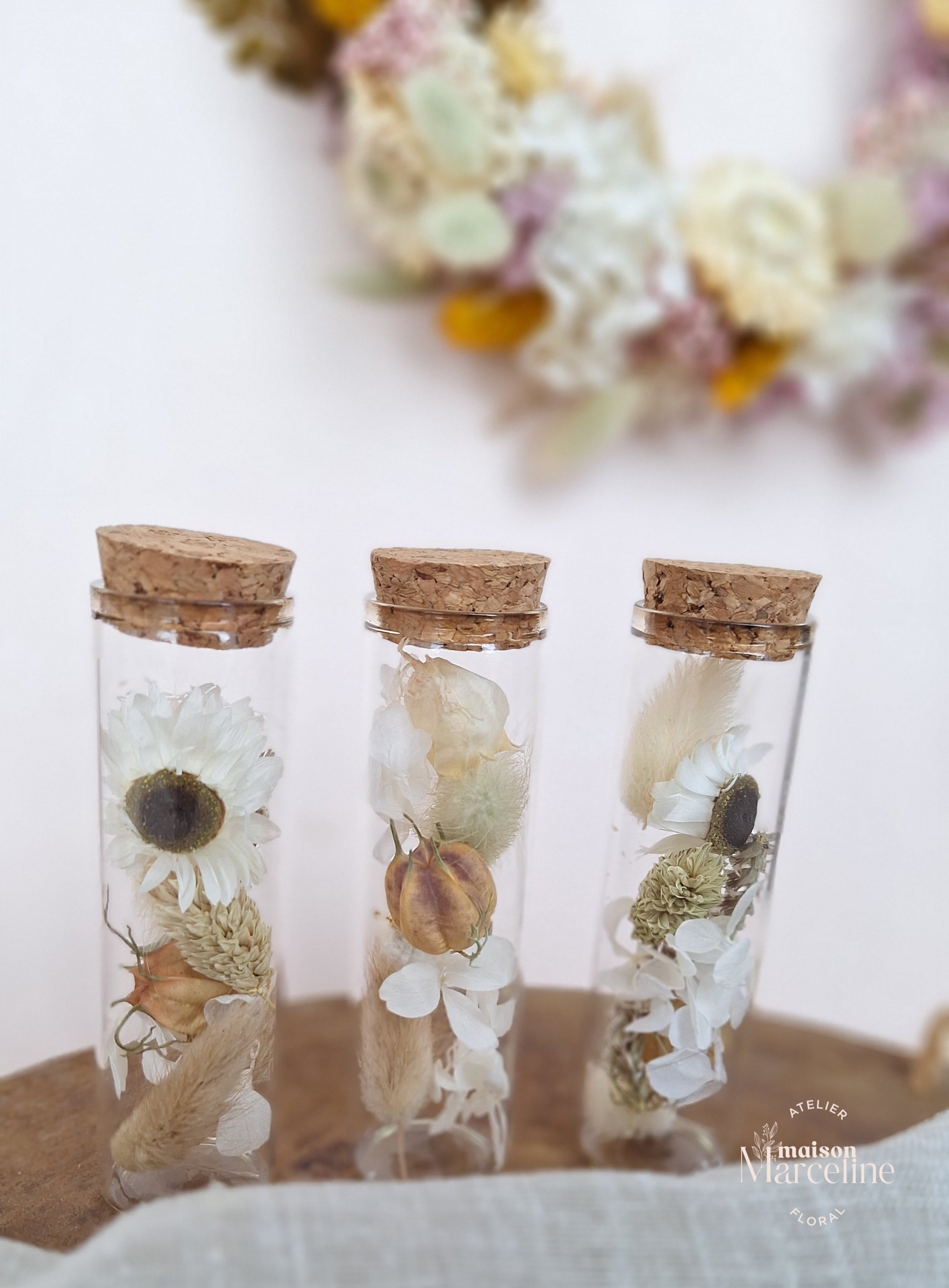 Trio fioles séchées blanches