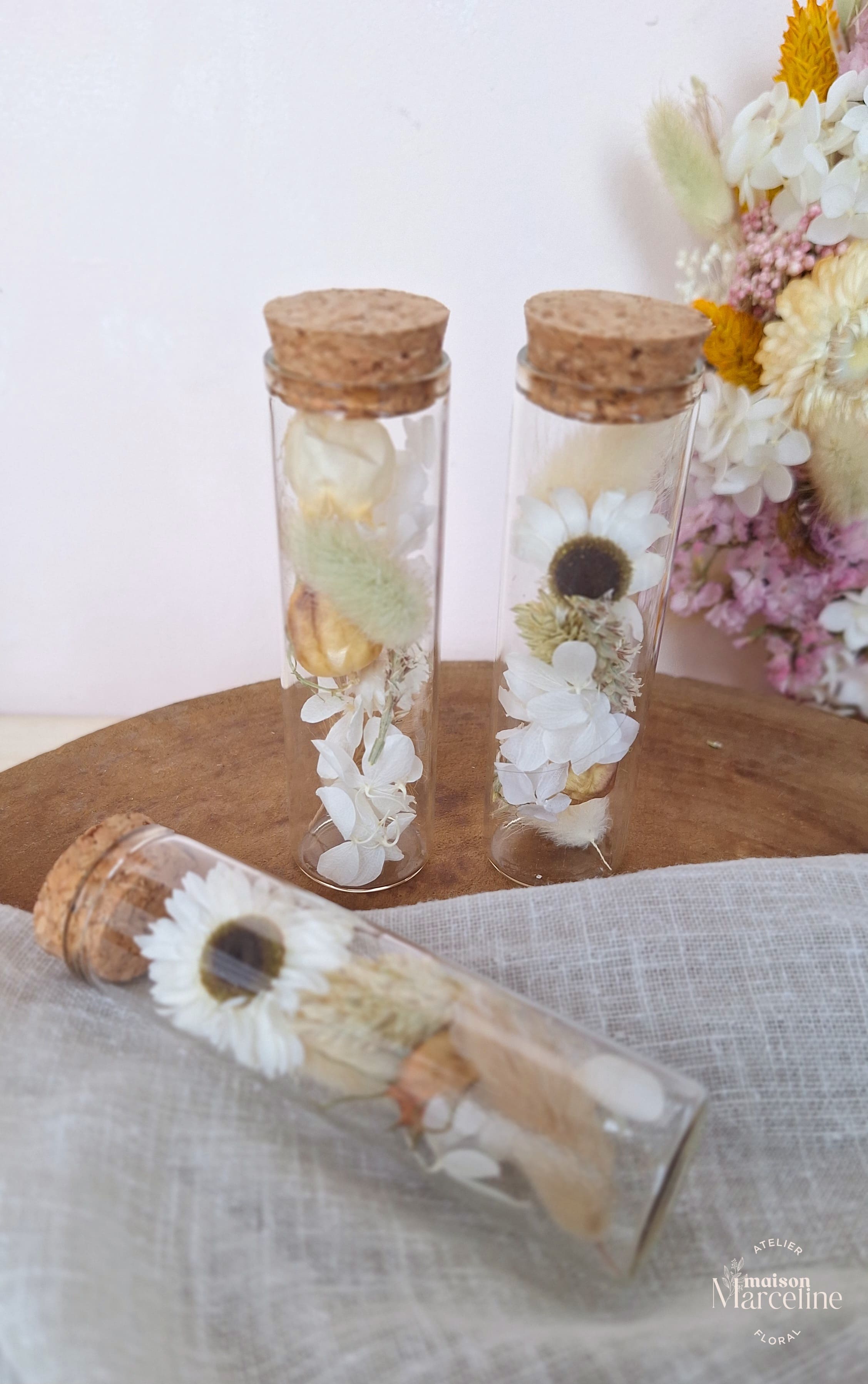Trio fioles séchées blanches