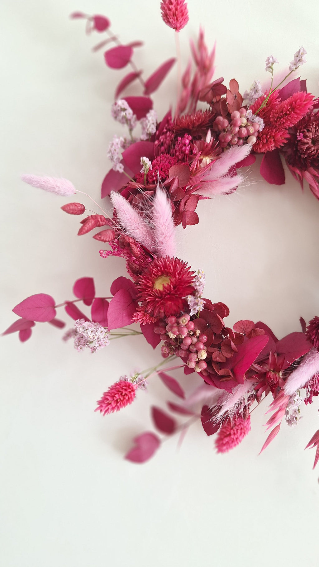 Couronne de fleurs séchées - Framboise