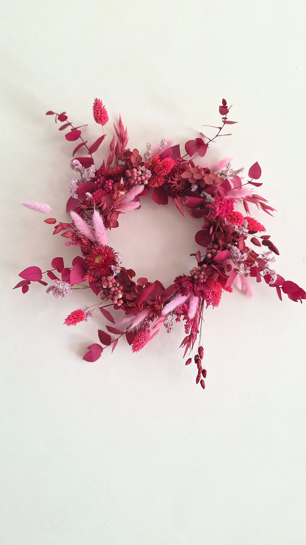 Couronne de fleurs séchées - Framboise