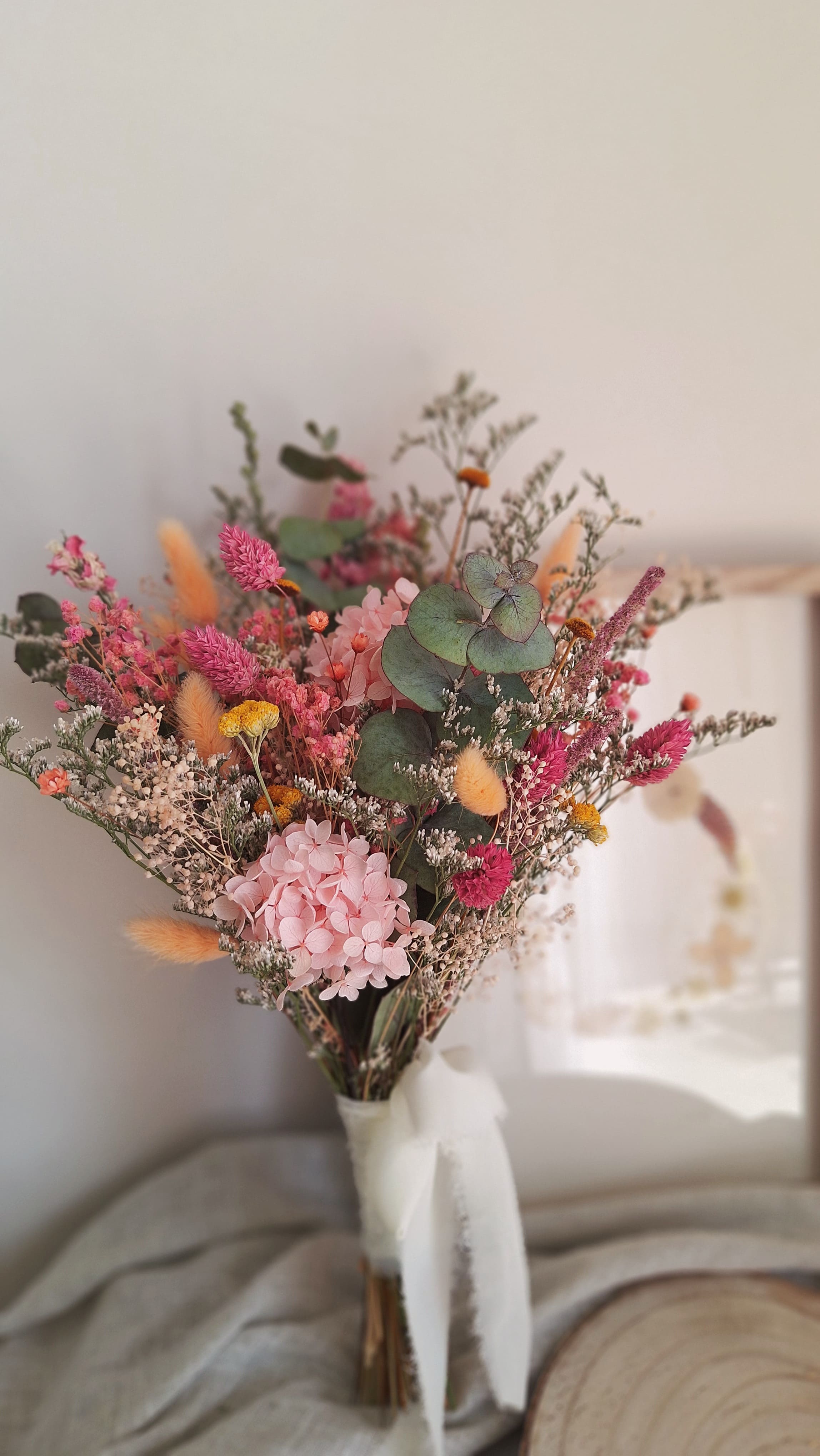 Bouquet de mariée en fleurs séchées et stabilisée - Printemps