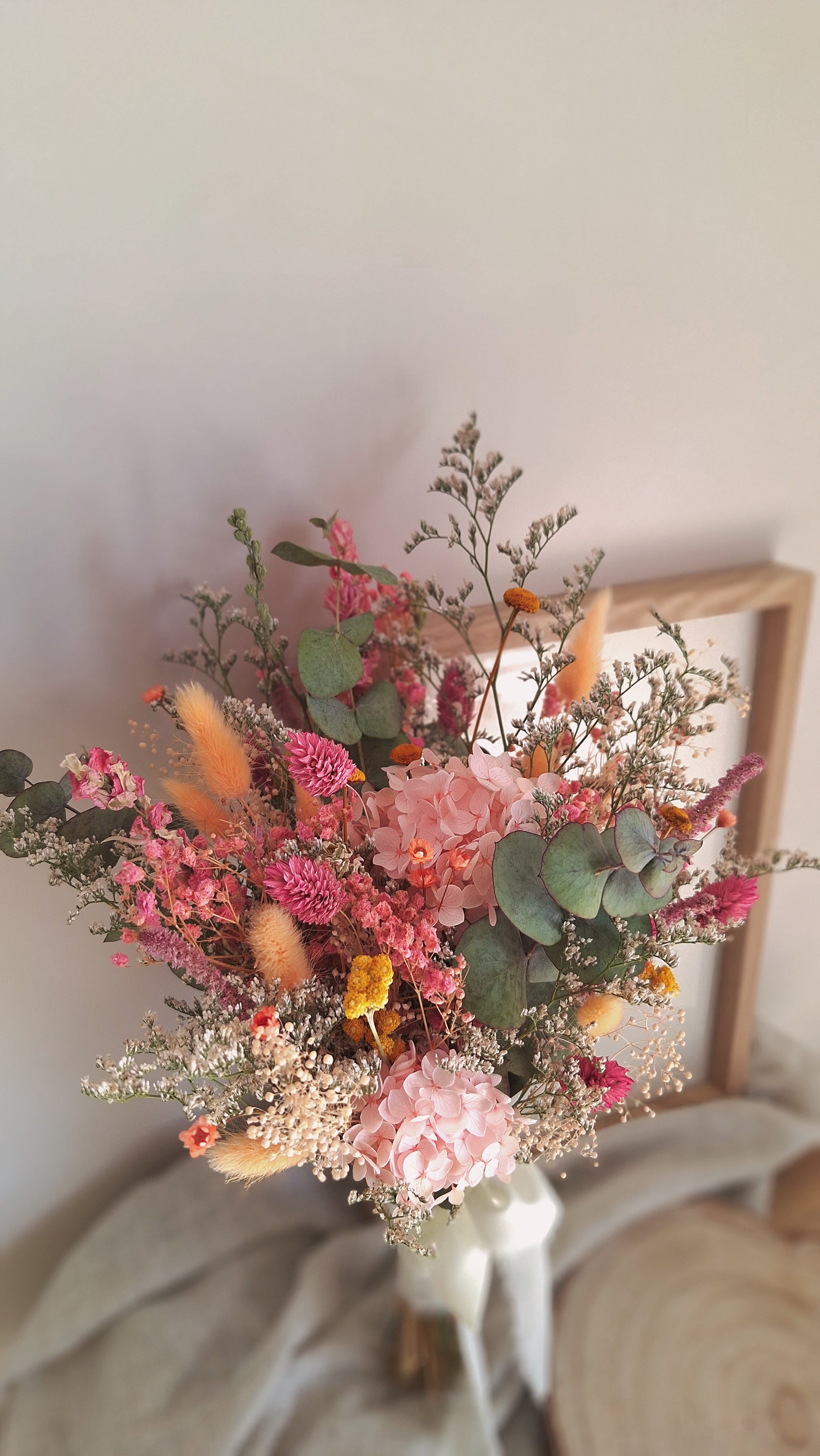 Bouquet de mariée en fleurs séchées et stabilisée - Printemps