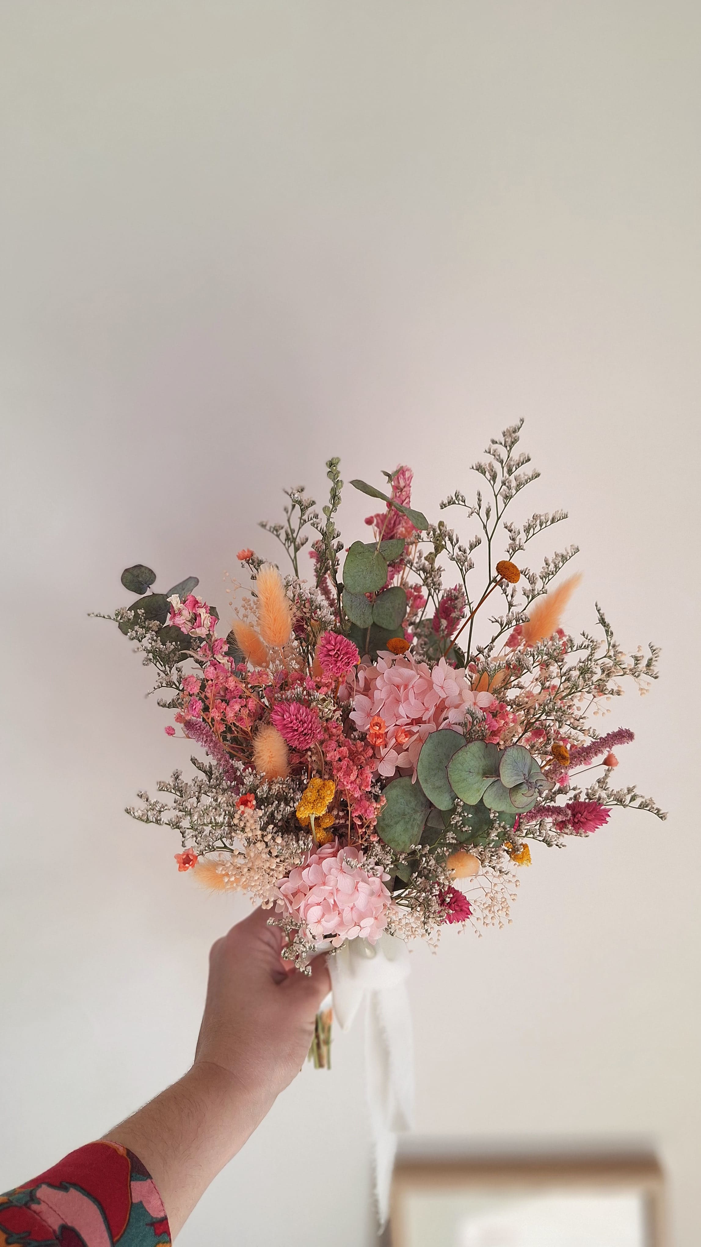 Bouquet de mariée en fleurs séchées et stabilisée - Printemps