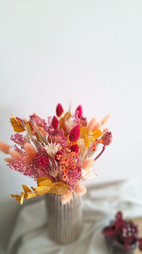 Bouquet fleurs séchées et stabilisées couleurs joyeuses - livraison france