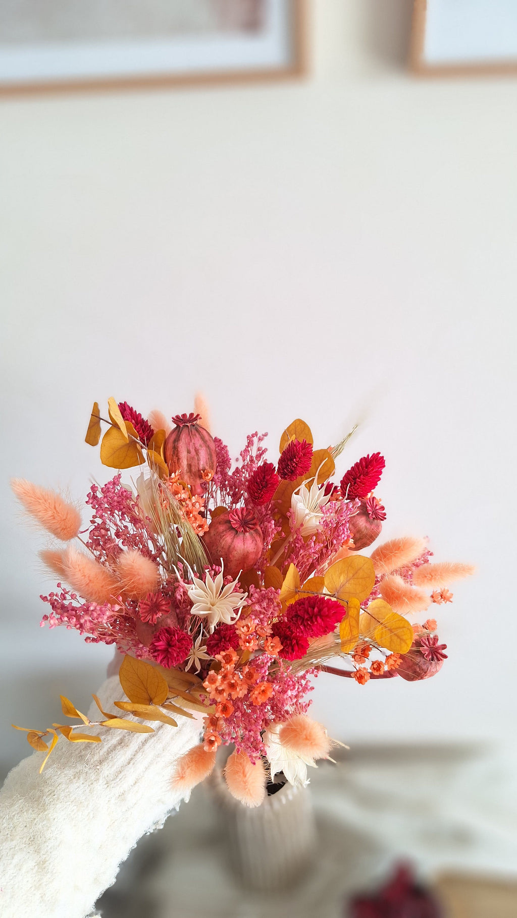 Bouquet fleurs séchées et stabilisées couleurs joyeuses - livraison france