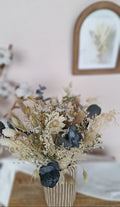 Bouquet fleurs séchées  champêtre bohème blanc beige vert et bleuté - livraison France - Maison Marceline