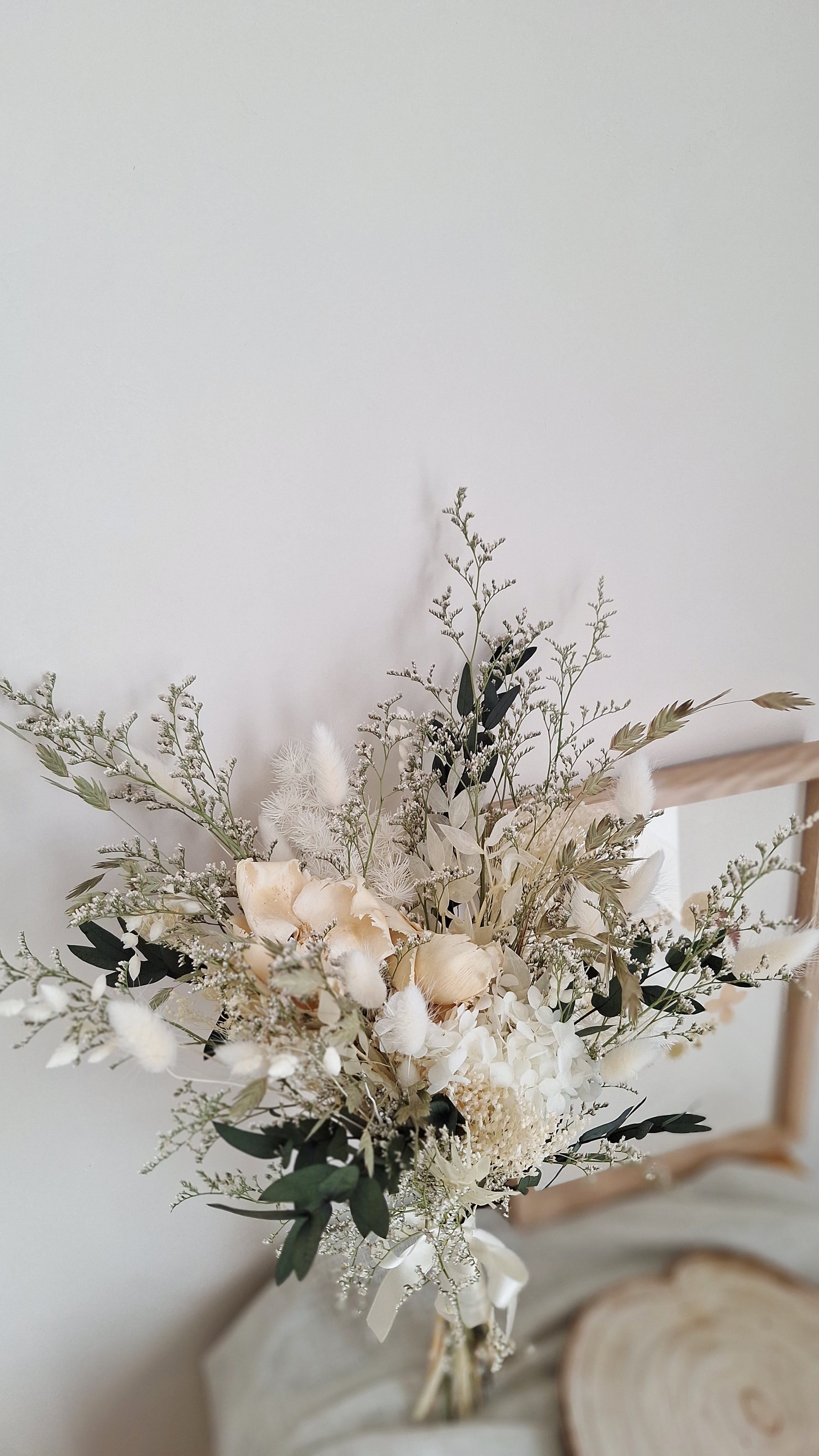 Bouquet de mariées blanc vert durable - Fleuriste Eure et Loir, fleuriste orne, Fleuriste le perche, Fleuriste Bretoncelles
