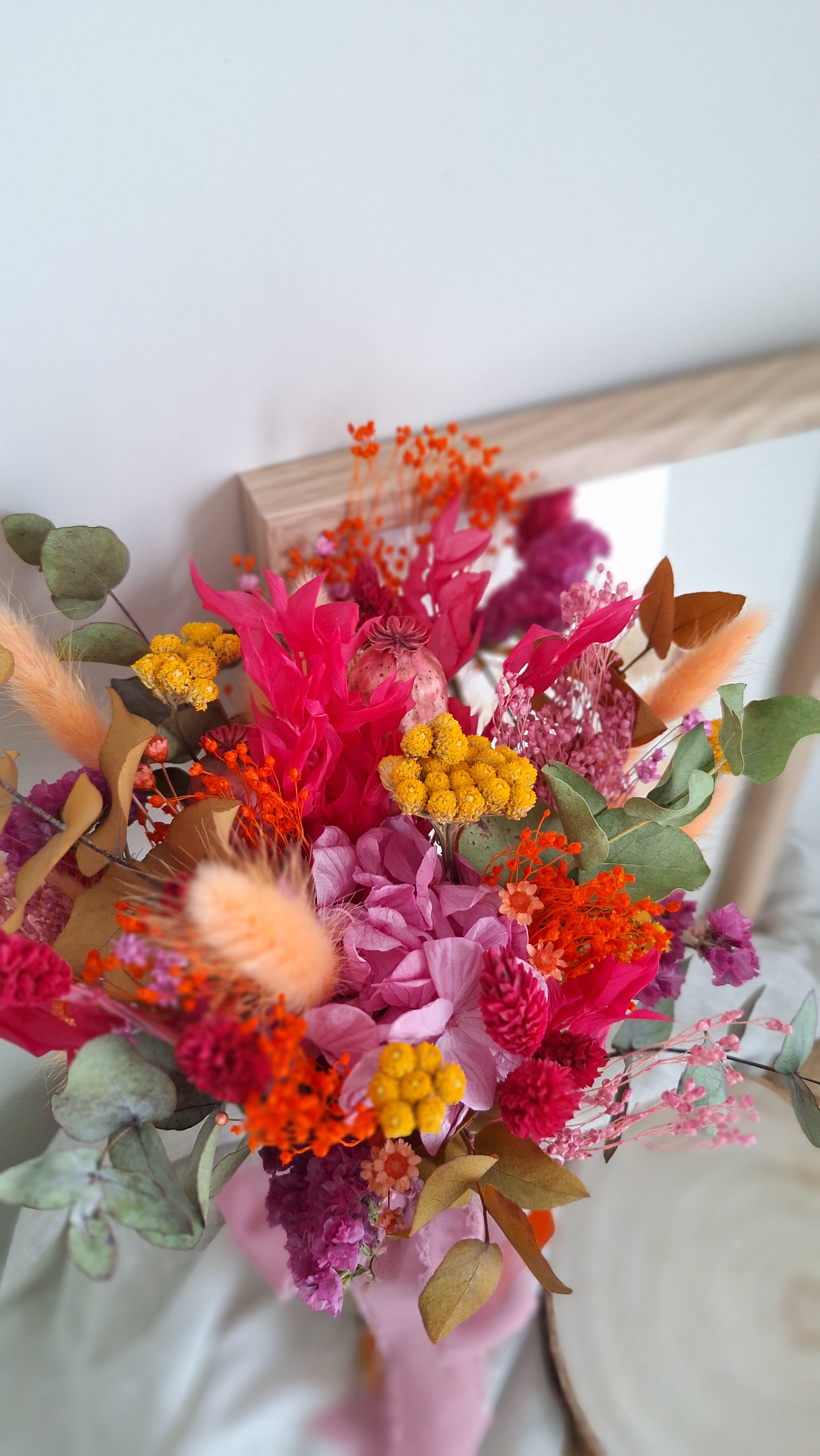 Bouquet de mariée coloré en fleurs séchées et stabilisées * livraison france