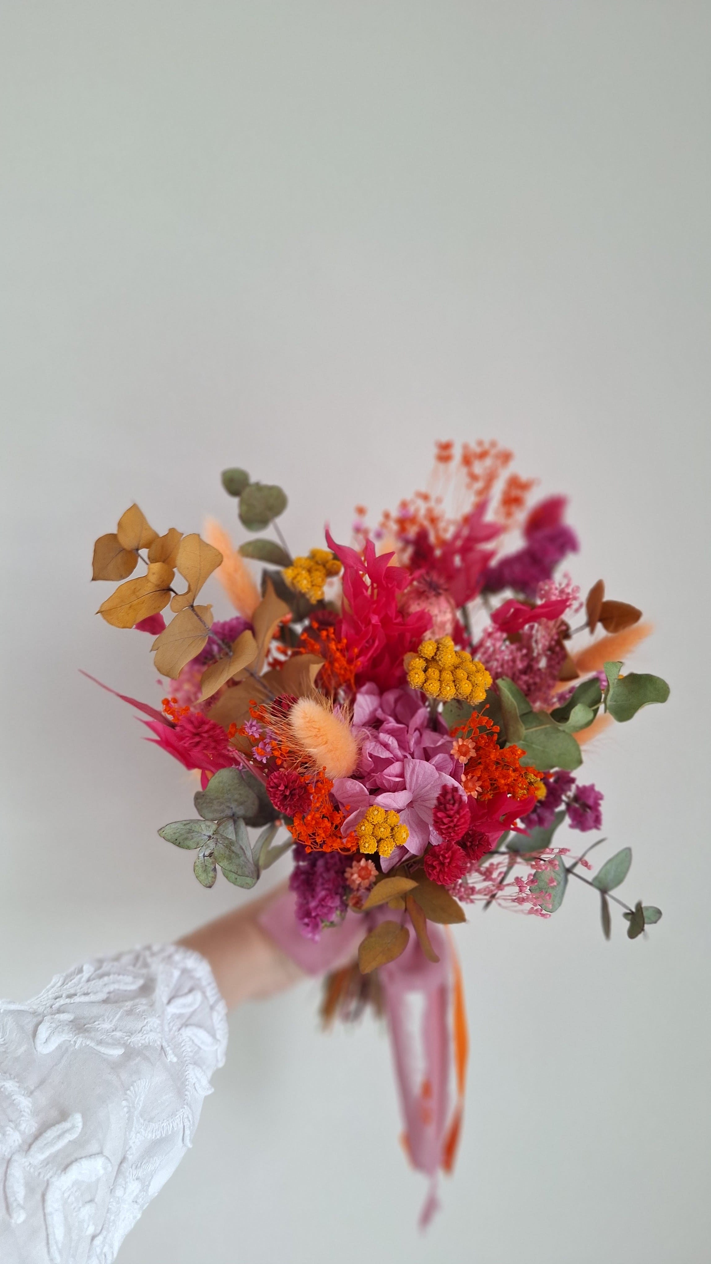 Bouquet de mariée coloré en fleurs séchées et stabilisées * livraison france