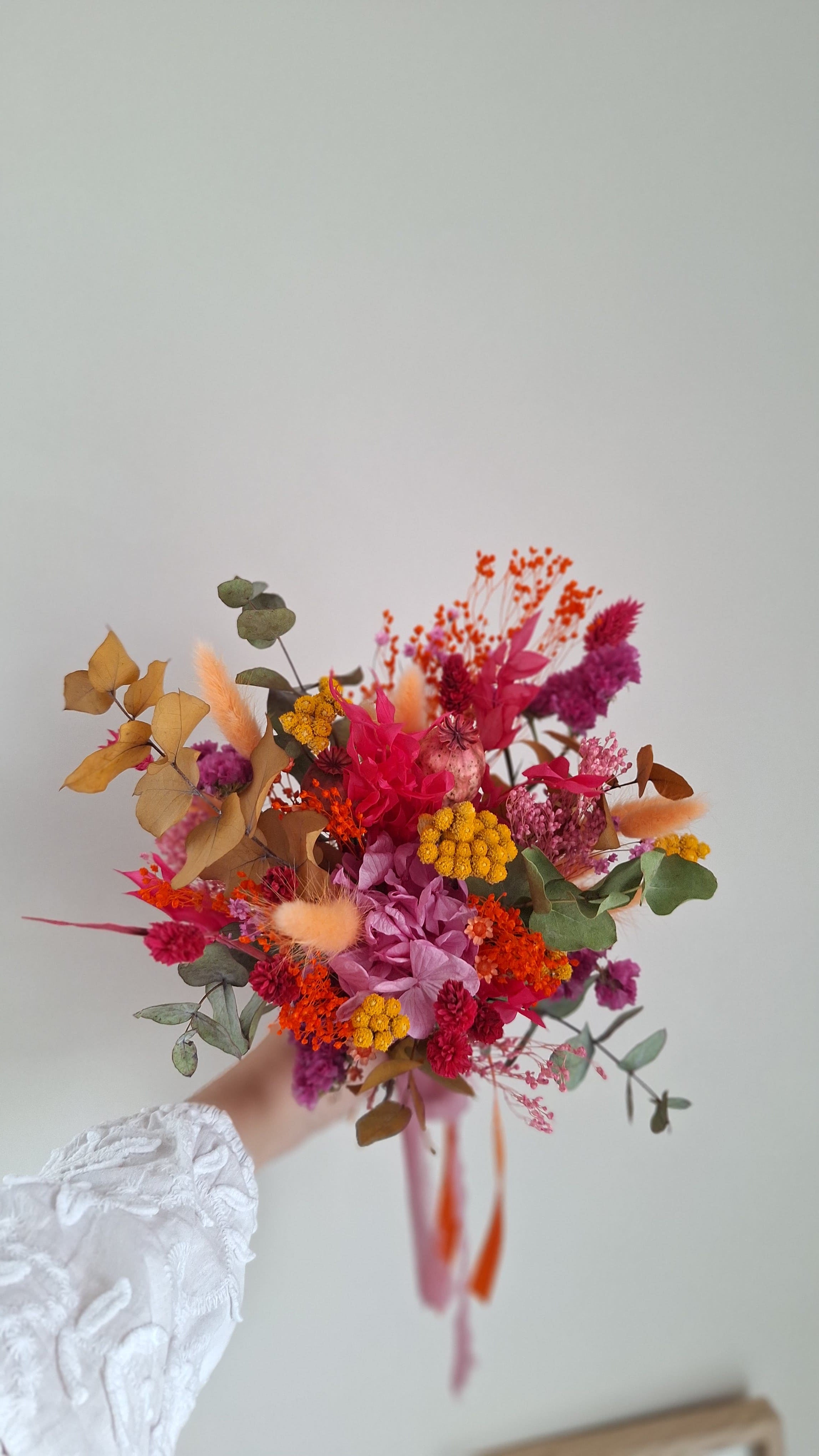 Bouquet de mariée coloré en fleurs séchées et stabilisées * livraison france