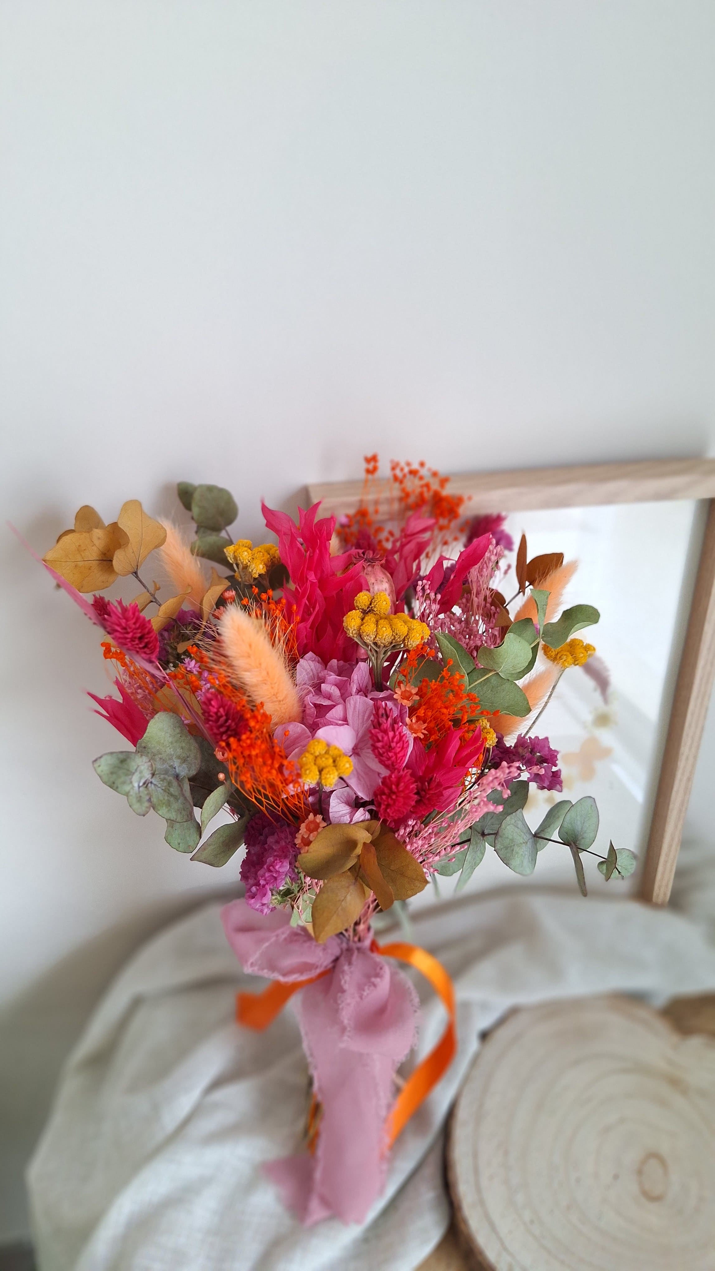 Bouquet de mariée coloré en fleurs séchées et stabilisées * livraison france