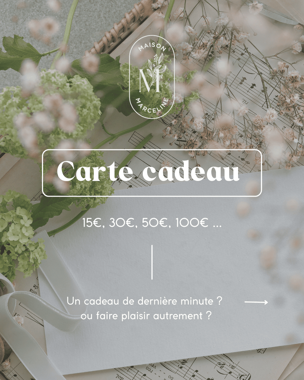Carte cadeau fleurie - Maison Marceline