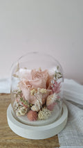 Cloche en fleurs séchées et rose stabilisée - idée cadeau Saint Valentin - livraison en France