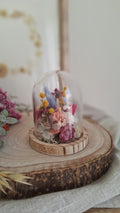 Cloche en fleurs séchées vieux rose et pêche - Maison Marceline fleuriste nogent le rotrou - idée cadeau pas cher fête des mères - livraison france