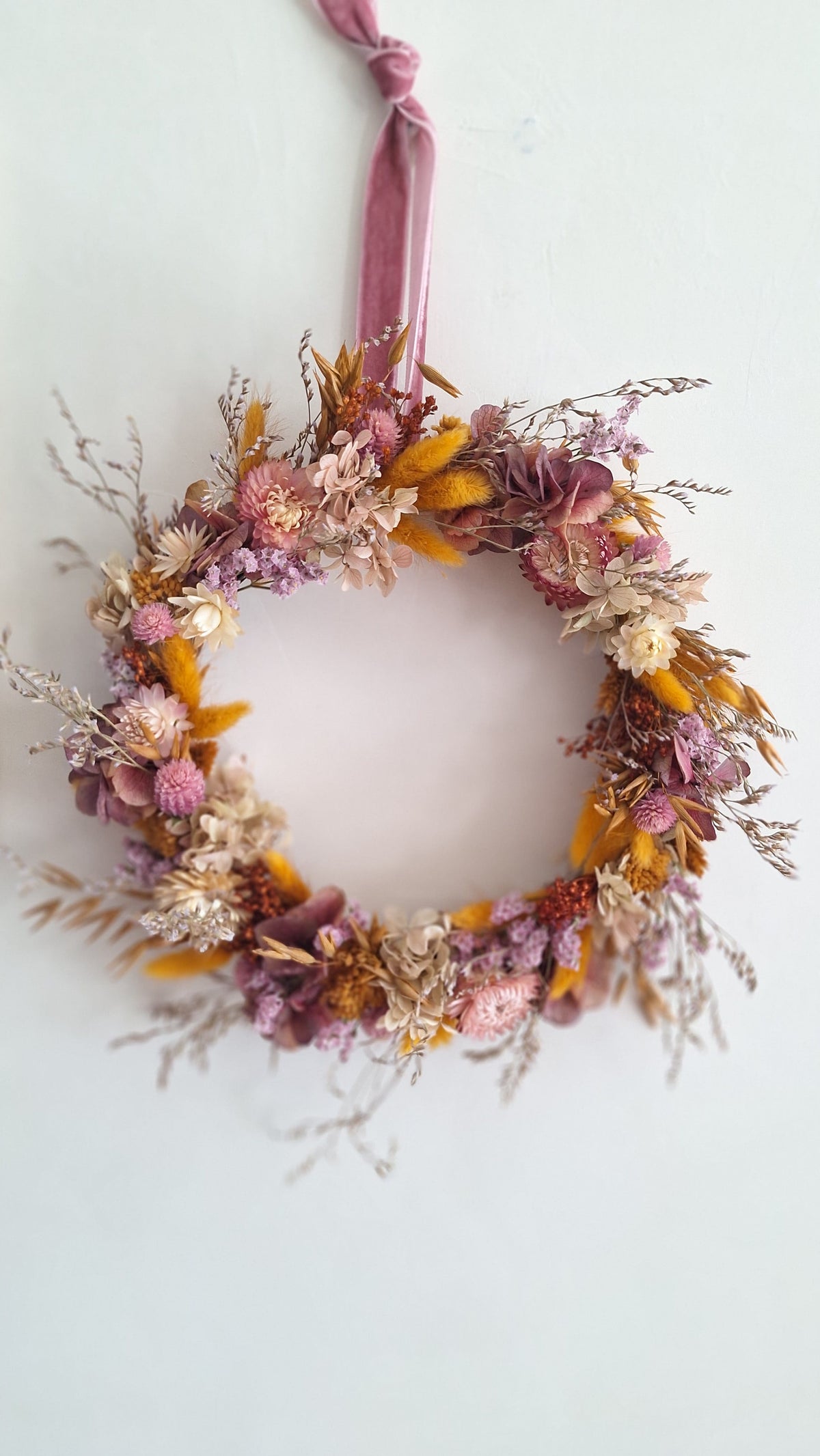 Couronne de fleurs séchées automnale, faire plaisir, idée cadeau, décoration interrieur d'automne