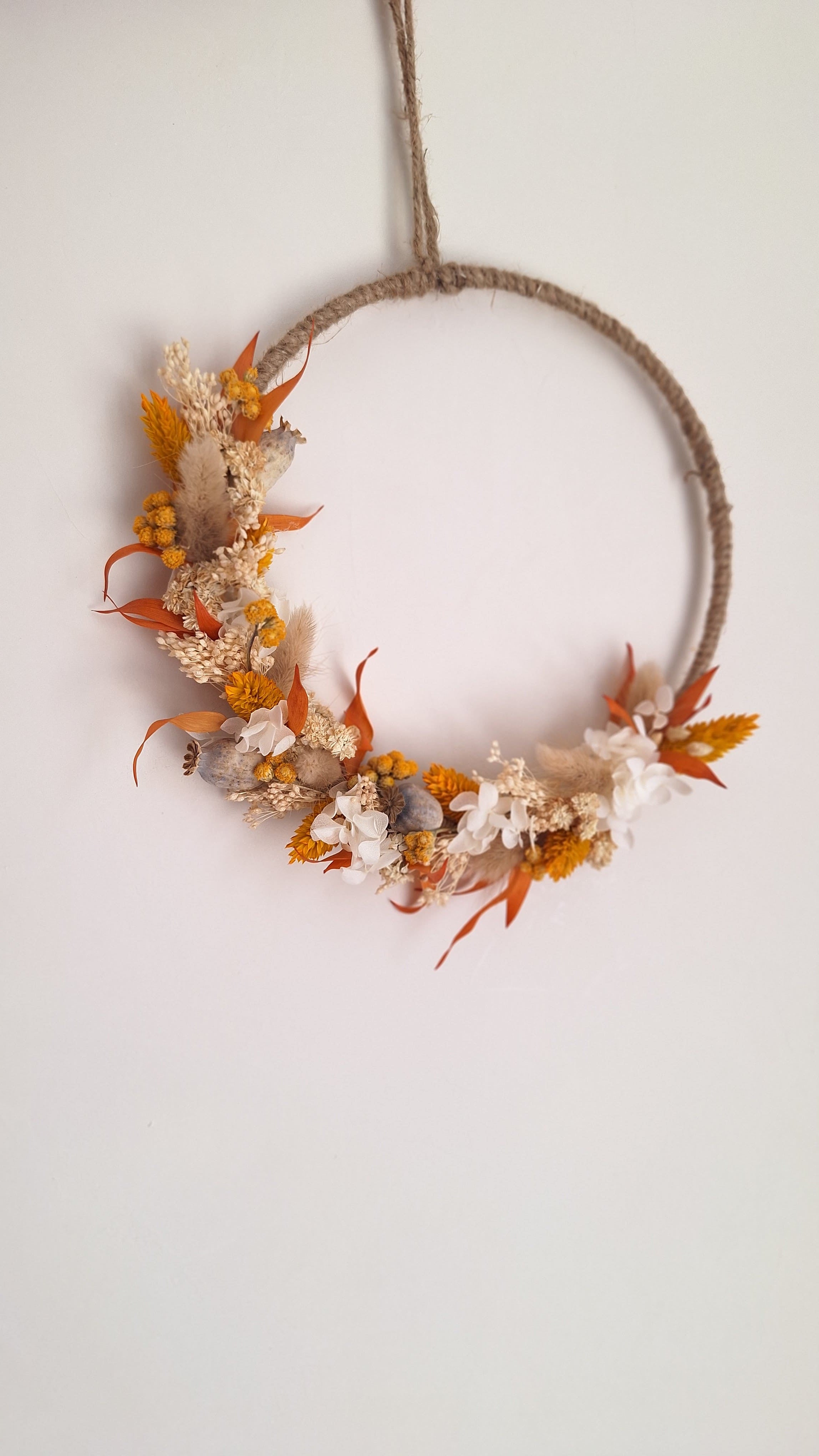 Couronne de fleurs séchées - Ocre