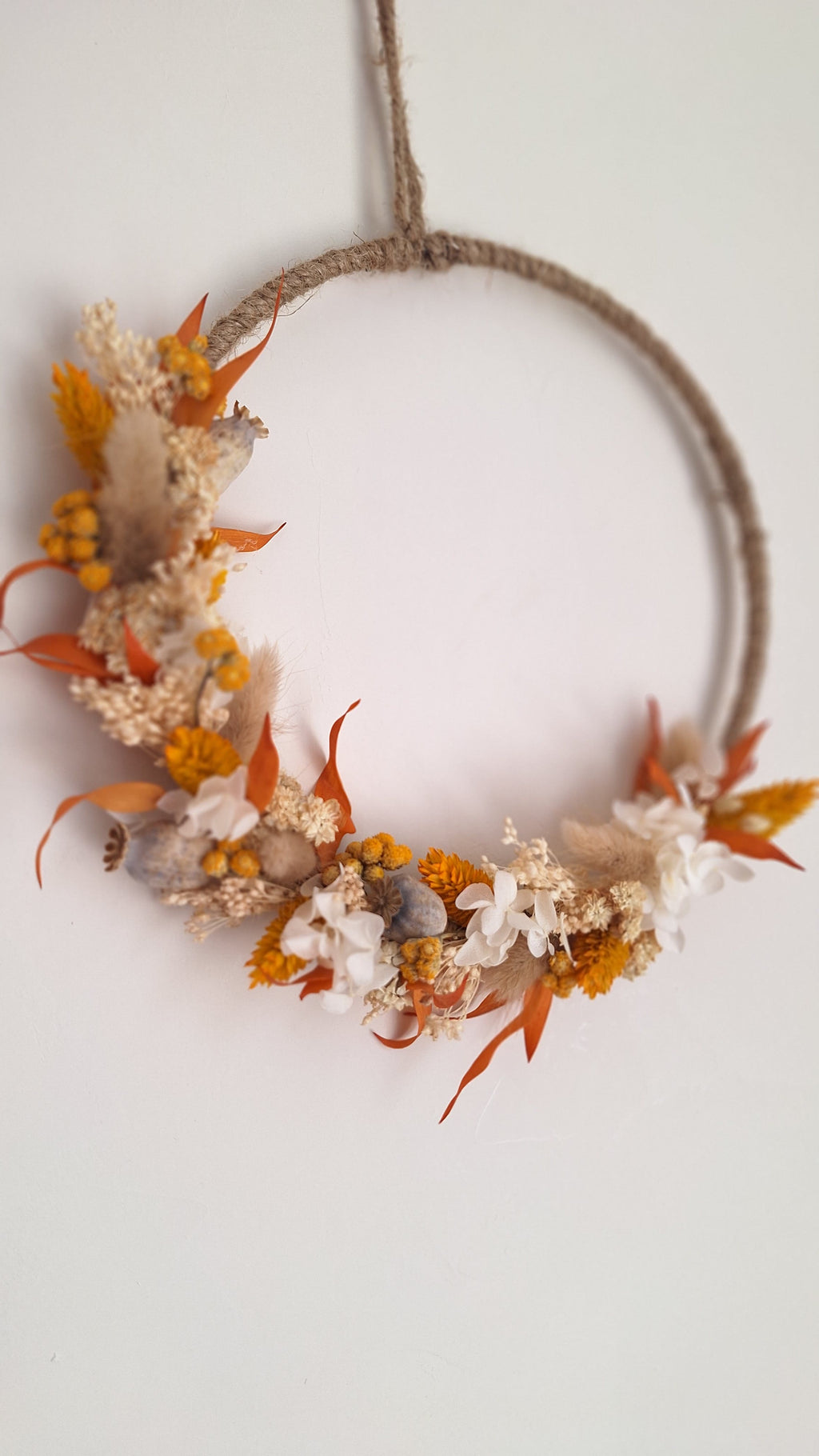 Couronne de fleurs séchées - Ocre