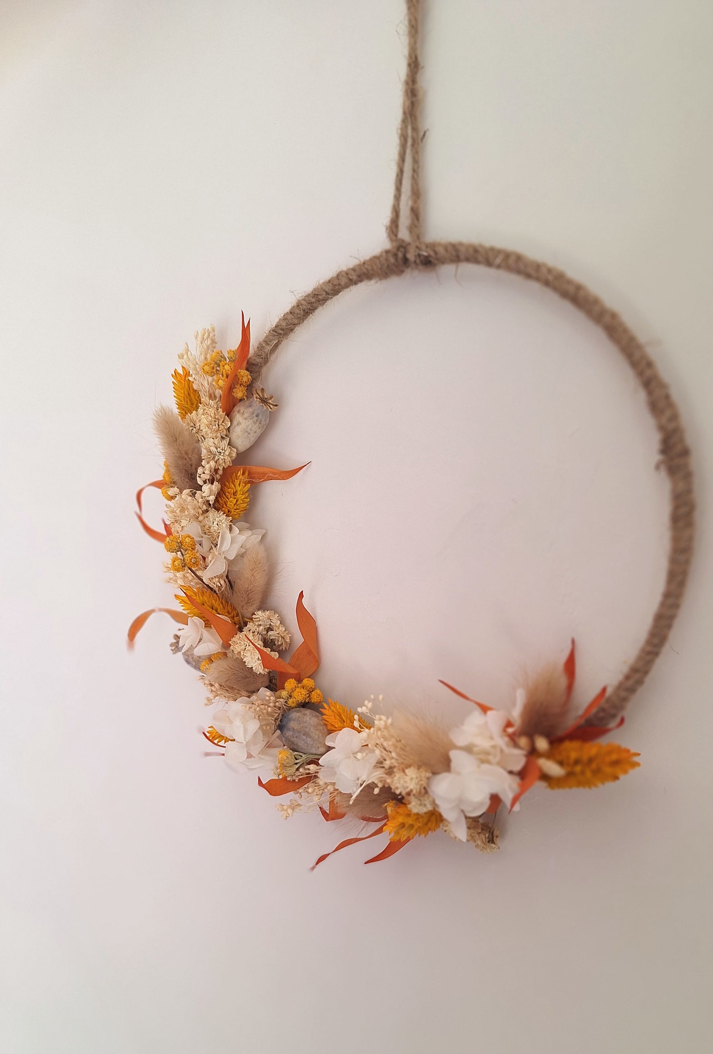 Couronne de fleurs séchées - Ocre