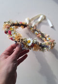 Couronne de tête en fleurs séchées rose pêche et lavande- mariage 