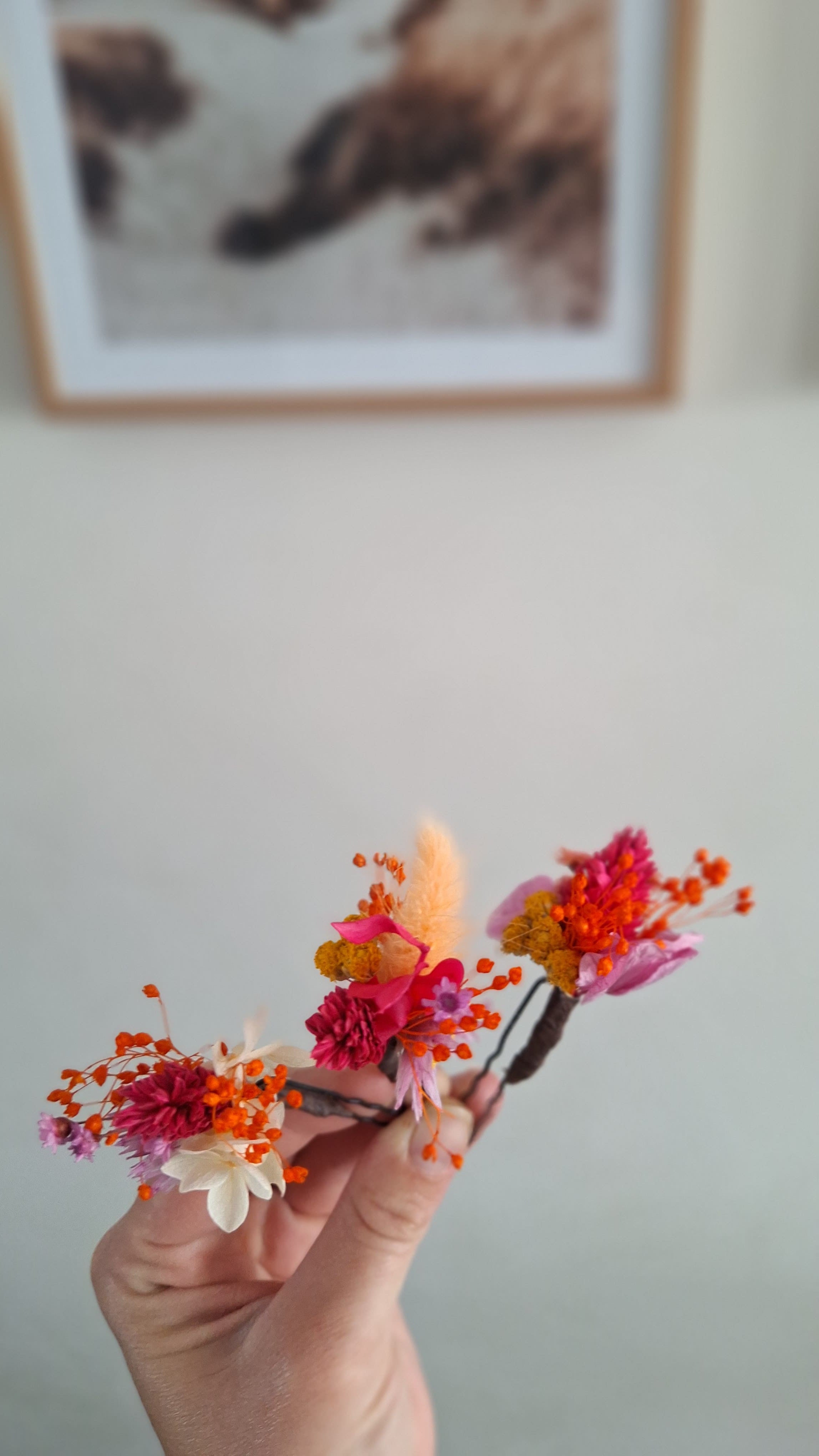 Epingle à chignon fleurie colorée durable - Fleuriste Eure et Loir, fleuriste orne, Fleuriste le perche, Fleuriste Bretoncelles