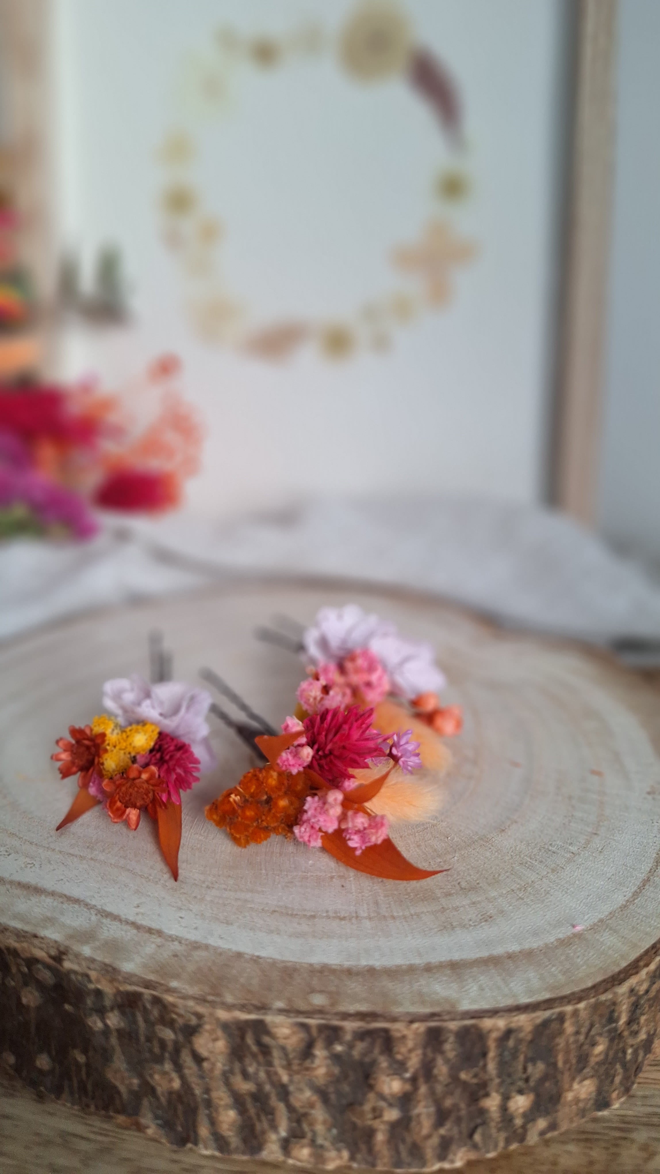 3 Pics à cheveux en fleurs séchées et stabilisée - Thaïs