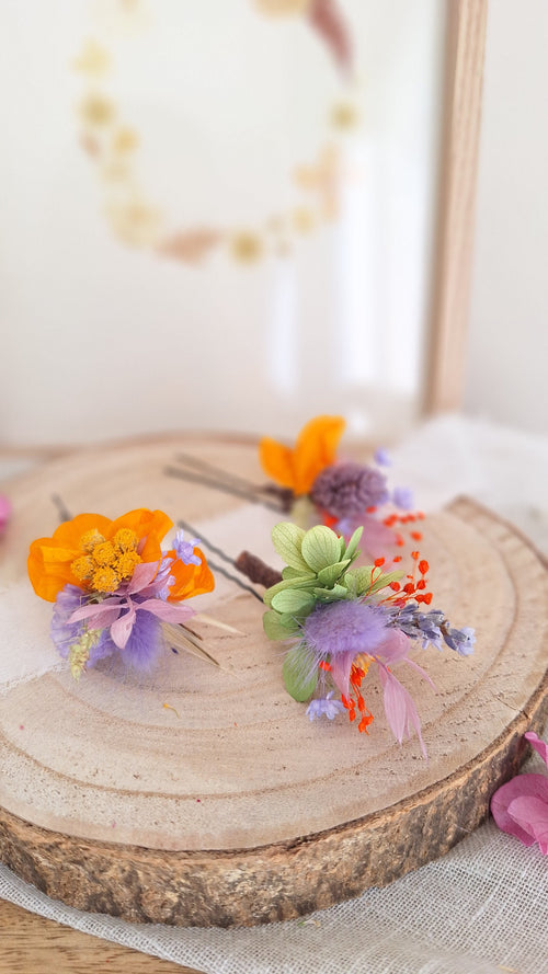 Pics à cheveux en fleurs séchées printemps- Fleuriste Eure et Loir - Fleuriste Bretoncelles - Fleuriste Le Perche - Livraison France