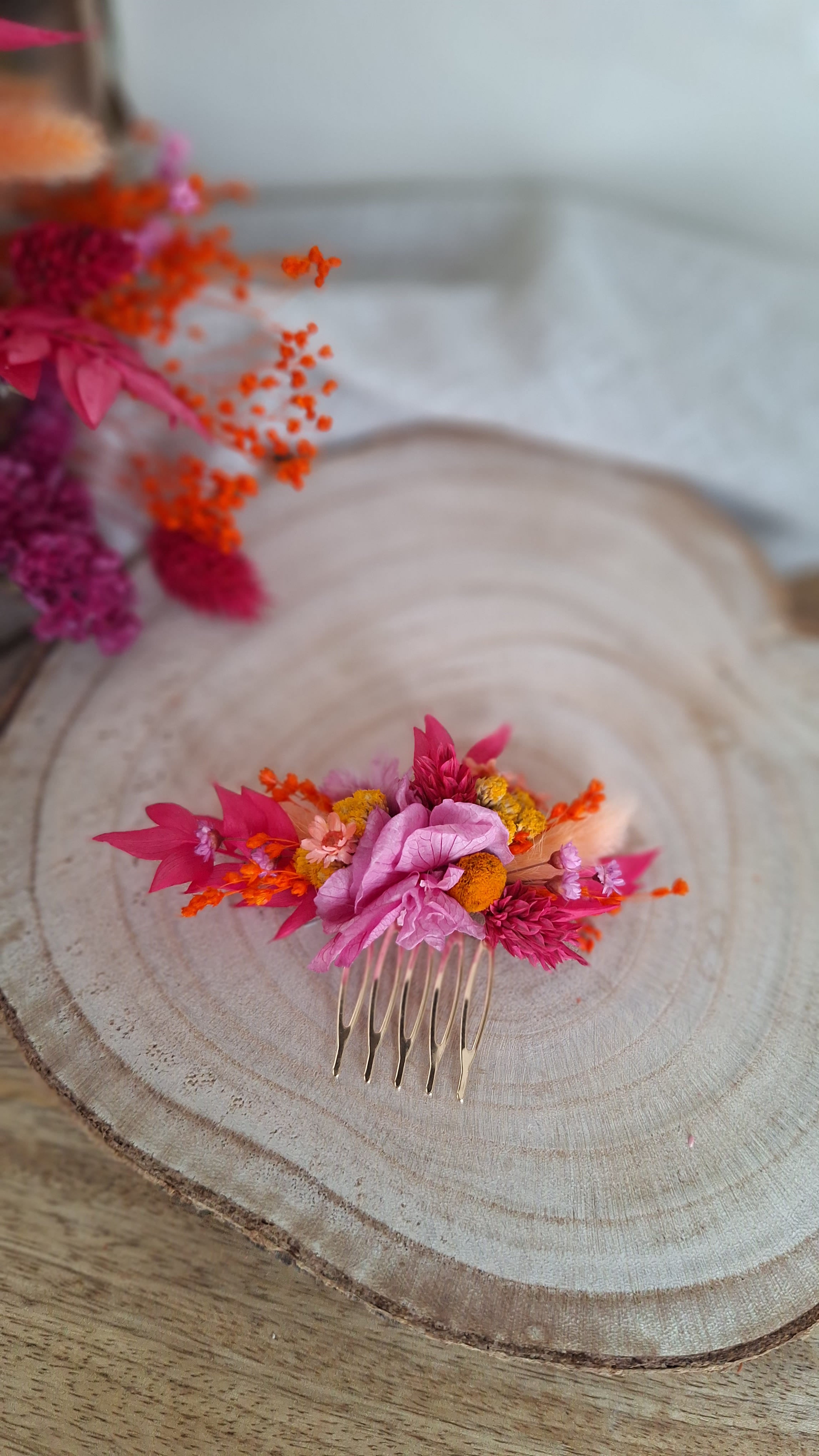 Mini Peigne en fleurs séchées - Roxane