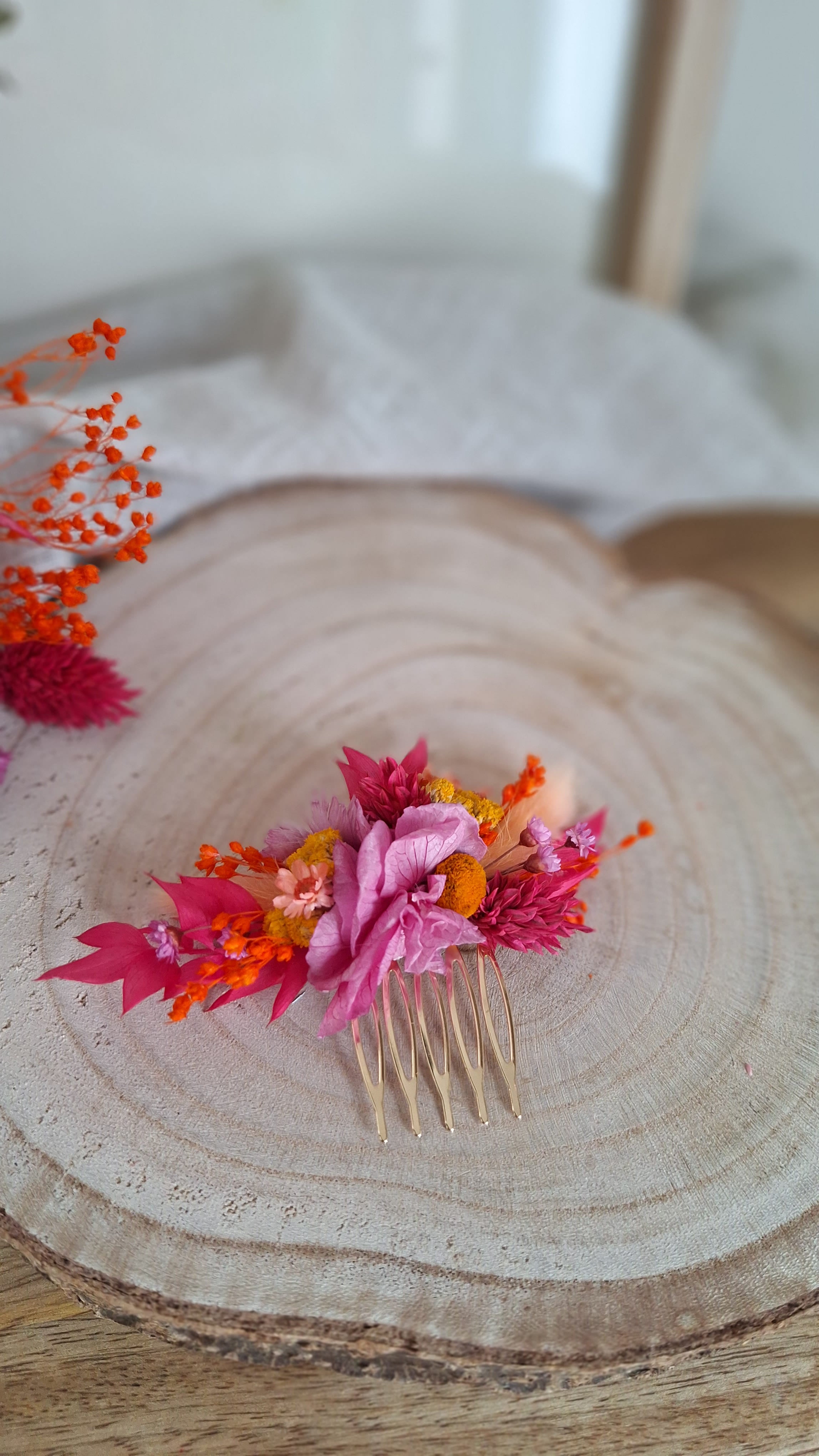 Mini Peigne en fleurs séchées - Roxane