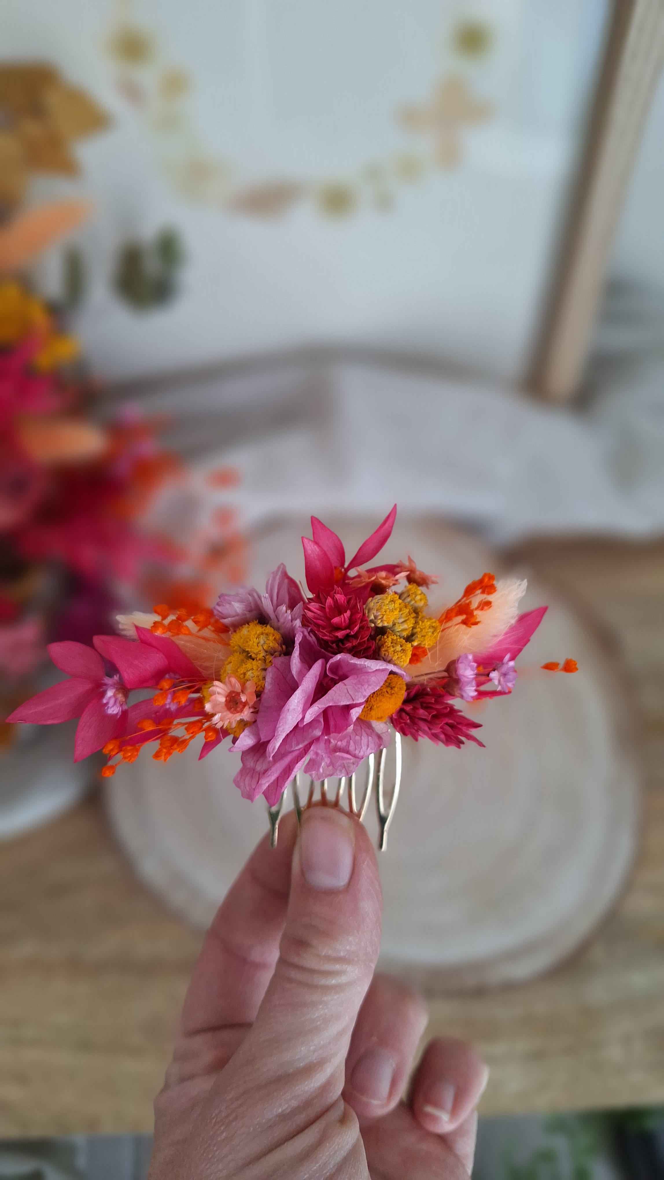 Mini Peigne en fleurs séchées - Roxane