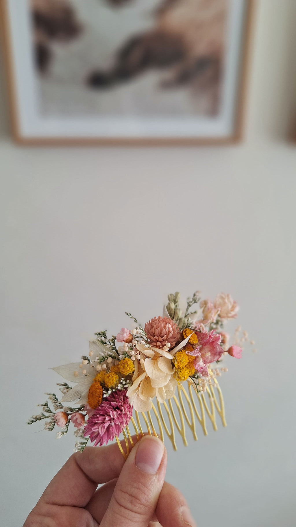 Peigne en fleurs séchées - Fleuriste Eure et Loir - Fleuriste Bretoncelles - Fleuriste Le Perche - Livraison France