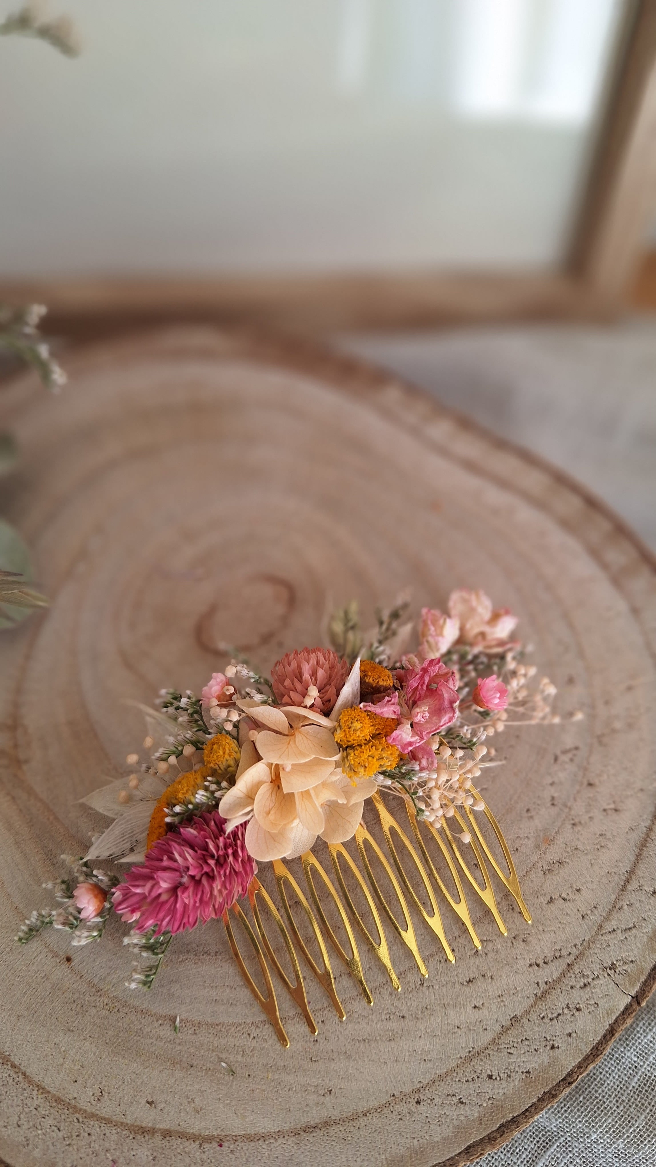 Peigne en fleurs séchées - Fleuriste Eure et Loir - Fleuriste Bretoncelles - Fleuriste Le Perche - Livraison France