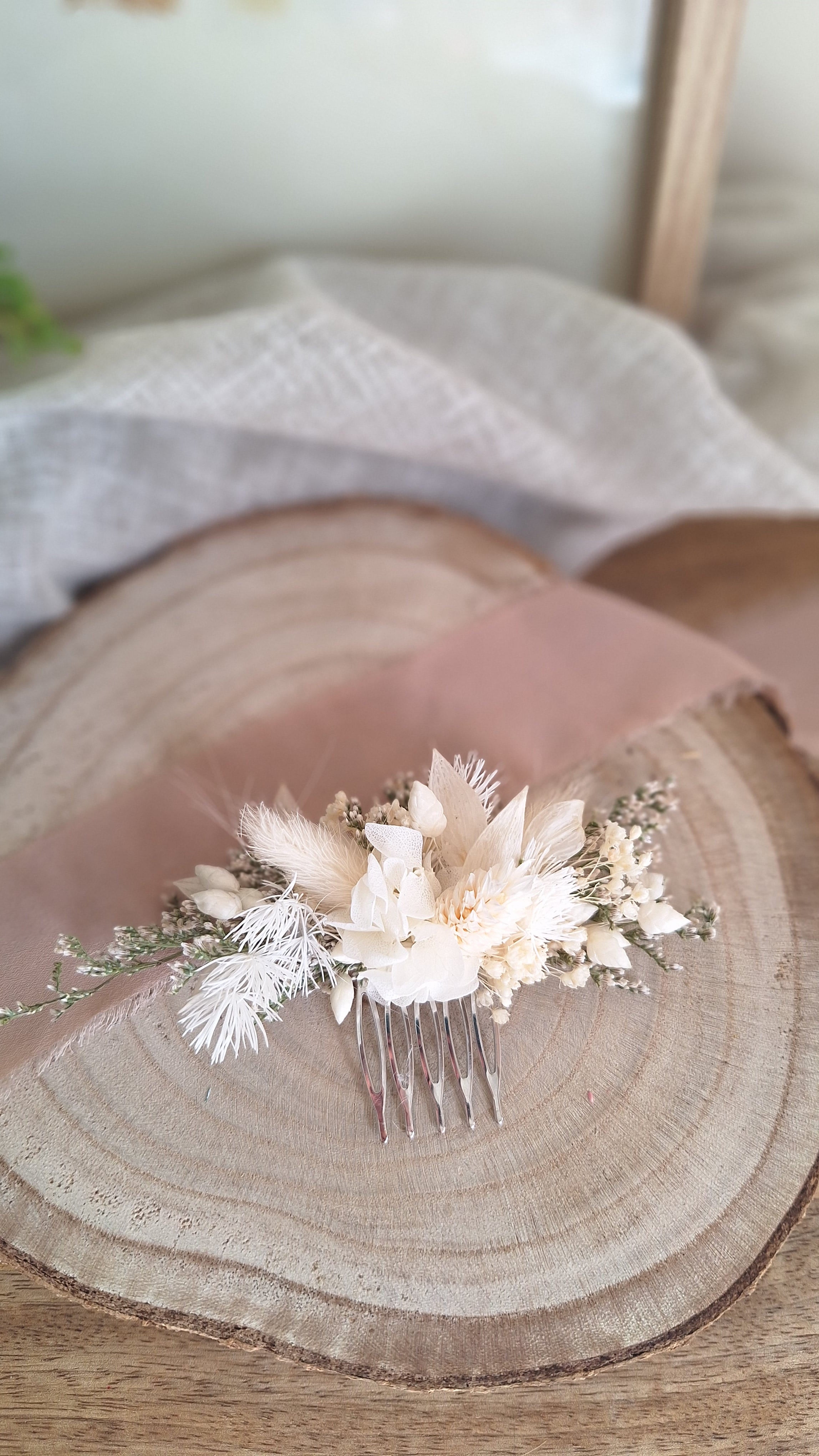 Peigne fleuri blanc - livraison en france mariage 