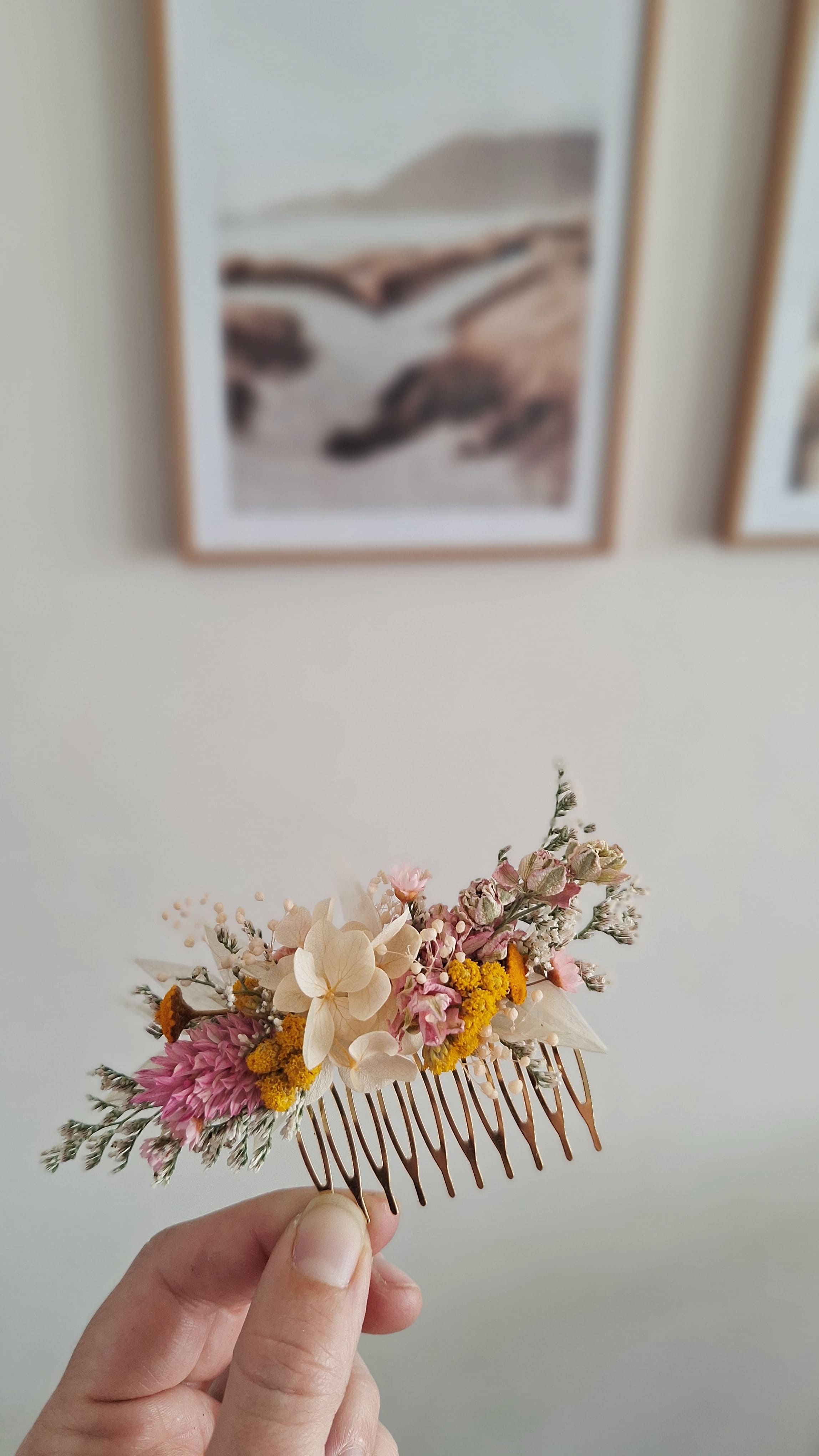 Peigne en fleurs séchées - Fleuriste Eure et Loir - Fleuriste Bretoncelles - Fleuriste Le Perche - Livraison France