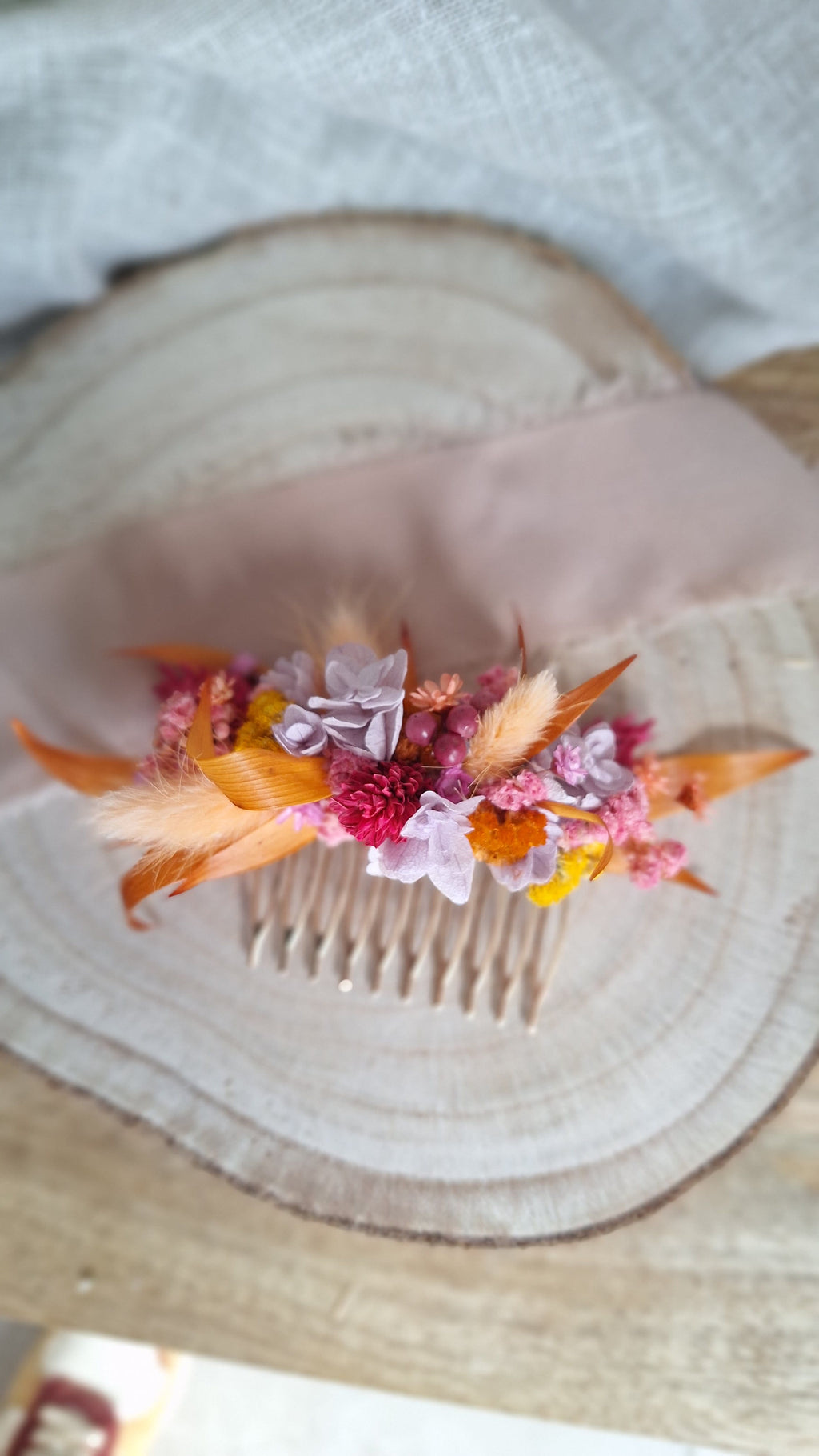 Peigne en fleurs séchées - Thaïs