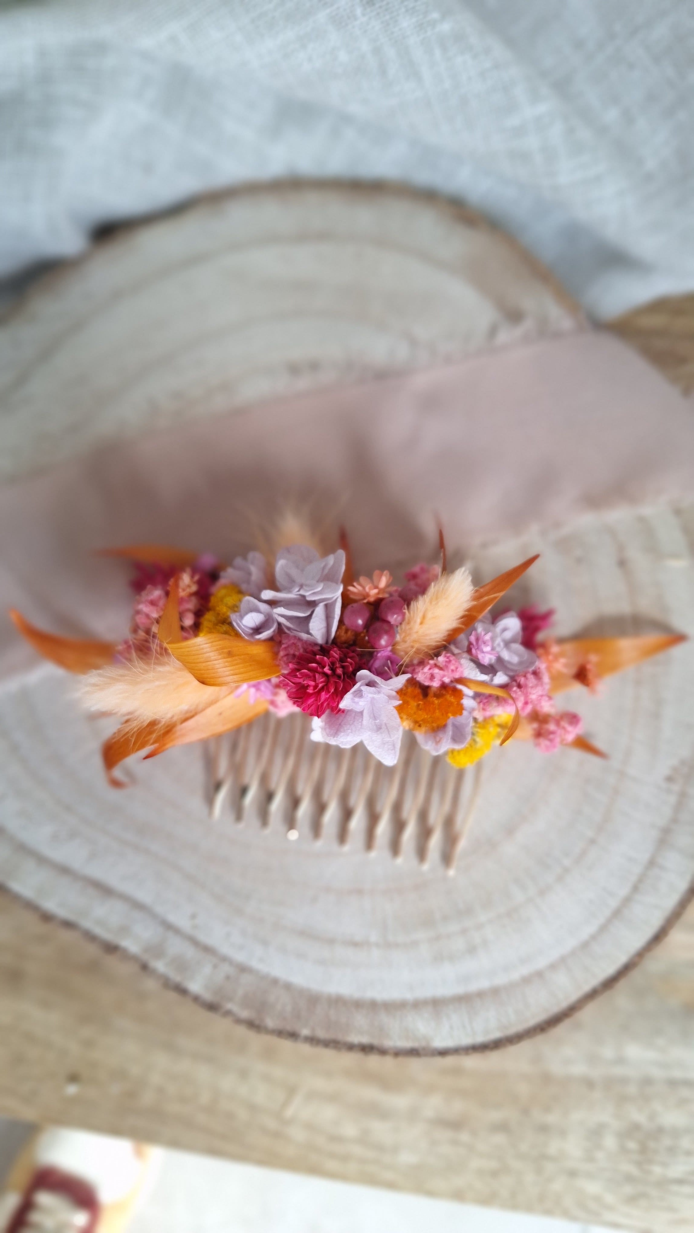 Peigne en fleurs séchées - Thaïs