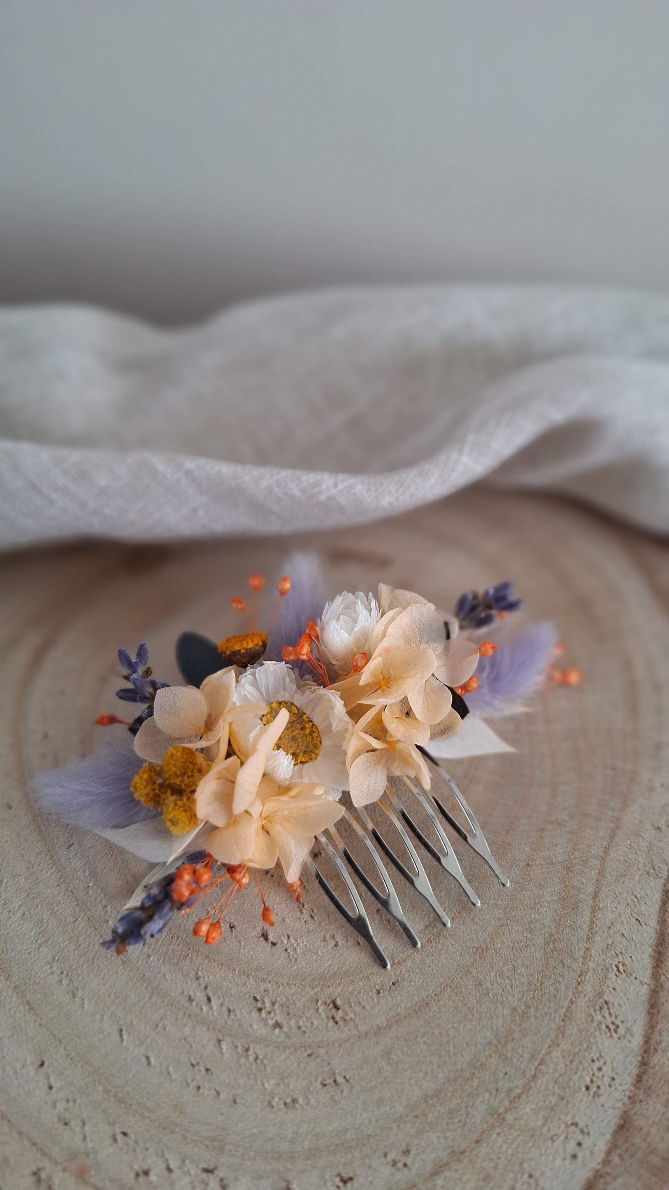 Mini Peigne en fleurs séchées - Héra