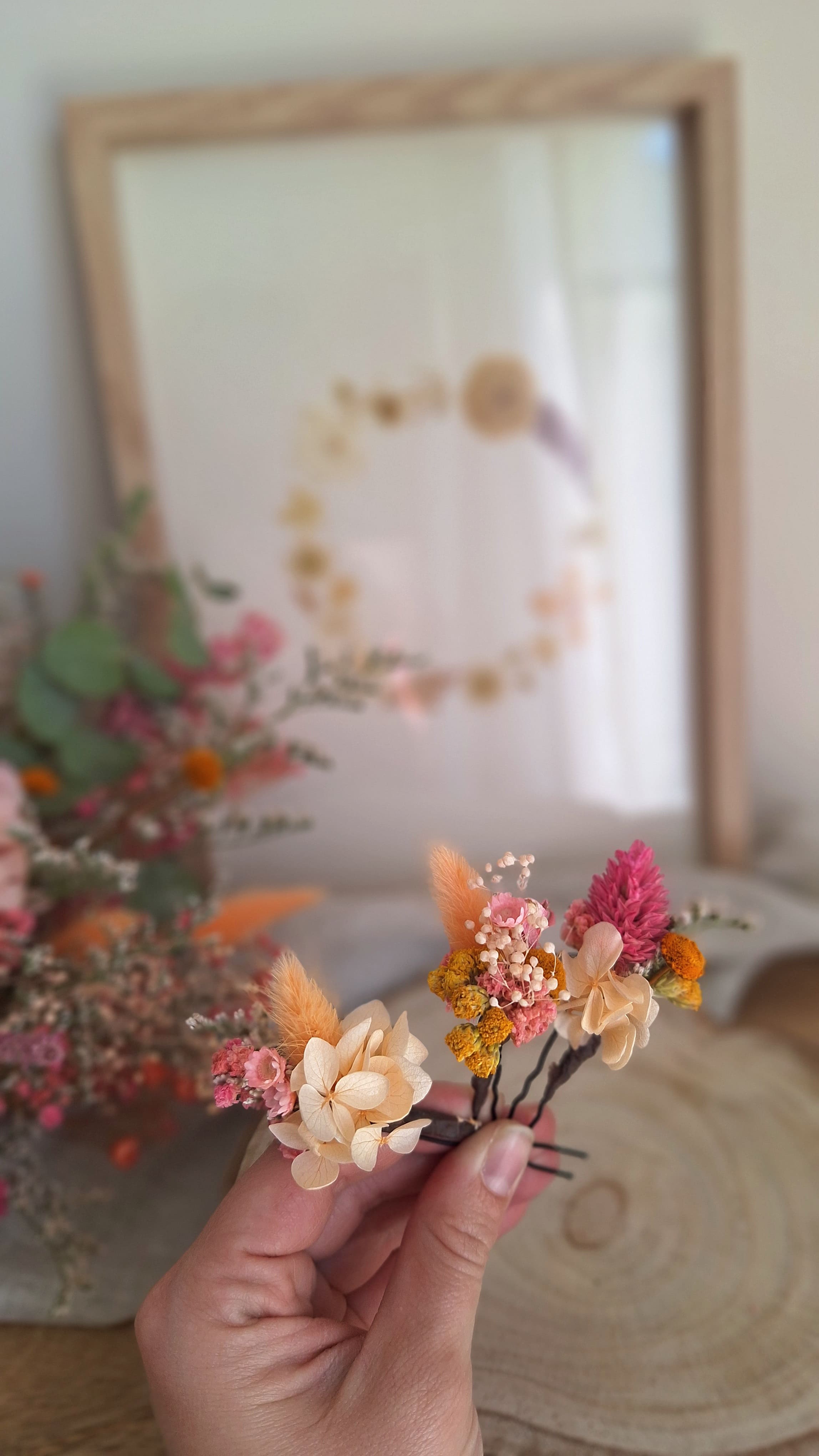 Pics à cheveux en fleurs séchées printemps- Fleuriste Eure et Loir - Fleuriste Bretoncelles - Fleuriste Le Perche - Livraison France
