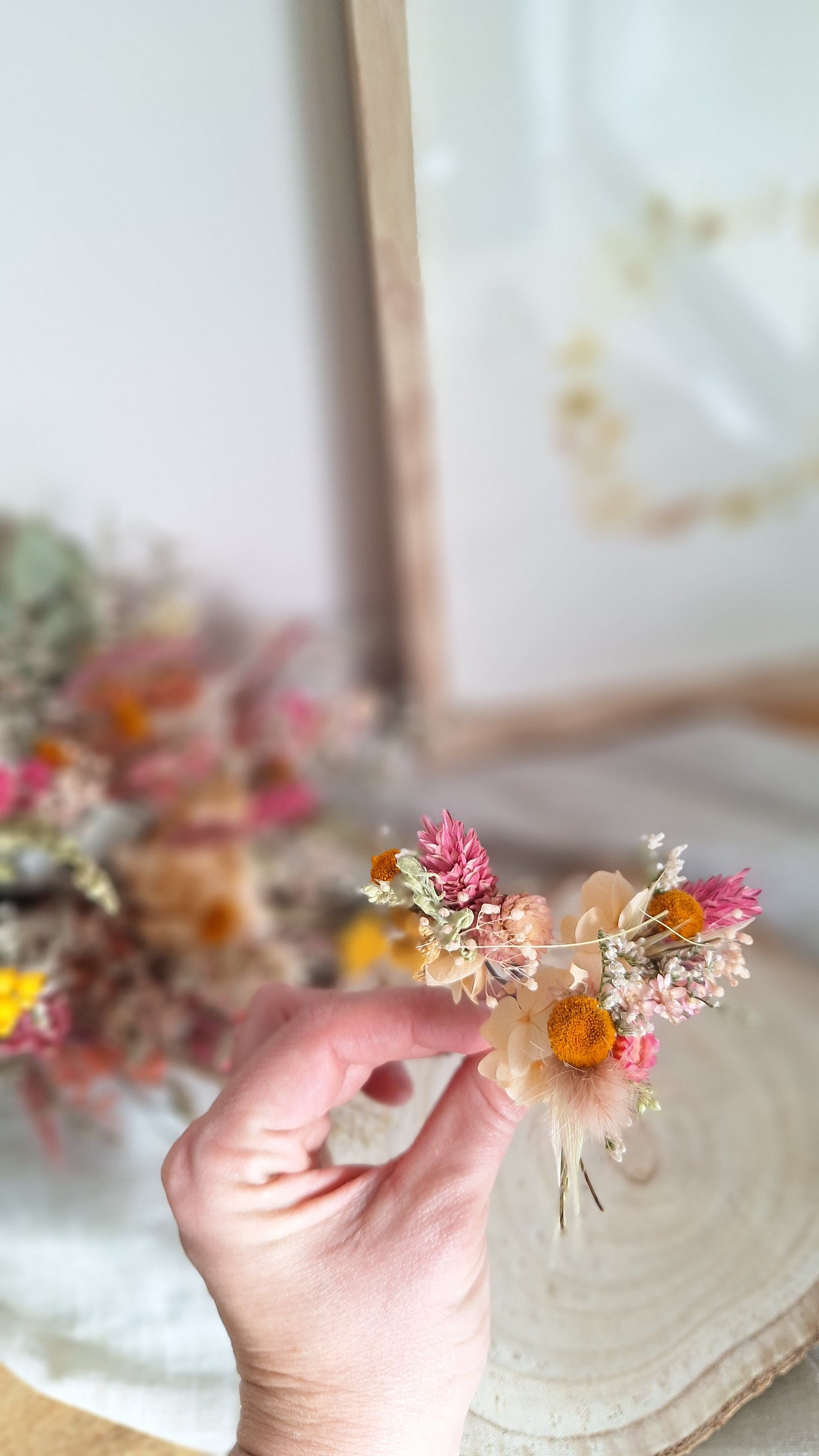 Pics à cheveux en fleurs séchées printemps- Fleuriste Eure et Loir - Fleuriste Bretoncelles - Fleuriste Le Perche - Livraison France