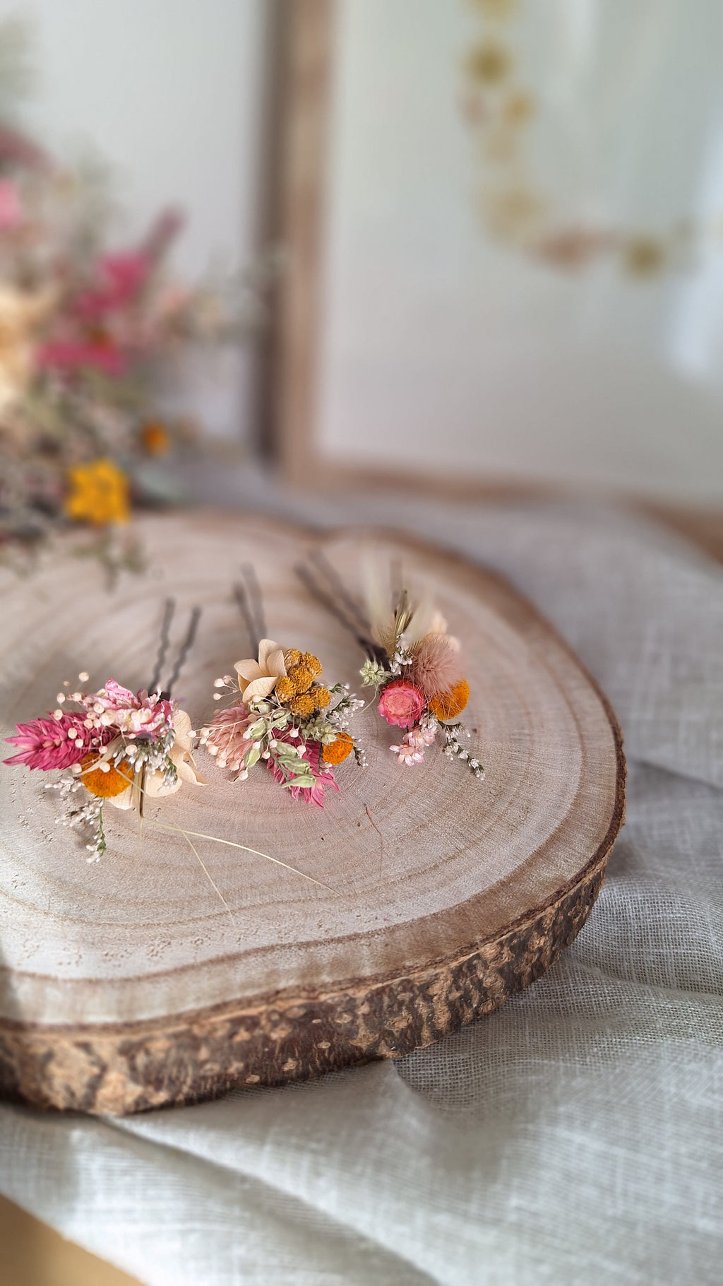 Pics à cheveux en fleurs séchées printemps- Fleuriste Eure et Loir - Fleuriste Bretoncelles - Fleuriste Le Perche - Livraison France