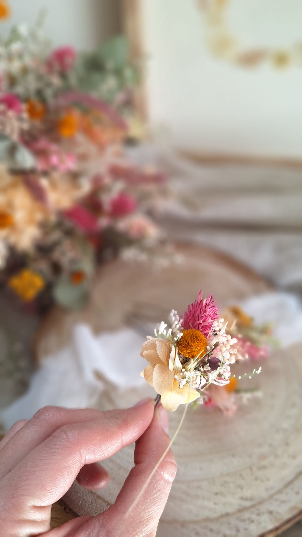 Pics à cheveux en fleurs séchées printemps- Fleuriste Eure et Loir - Fleuriste Bretoncelles - Fleuriste Le Perche - Livraison France