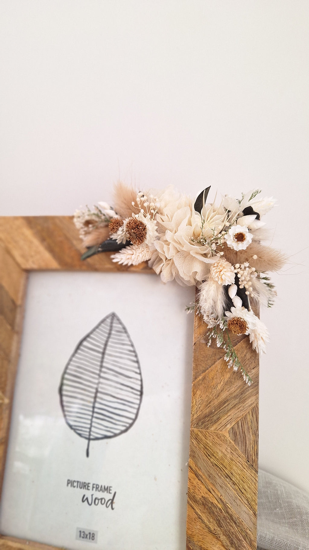 Cadre en fleurs séchées blanc et vert - Fête des mères - Idée cadeau - Livraison france