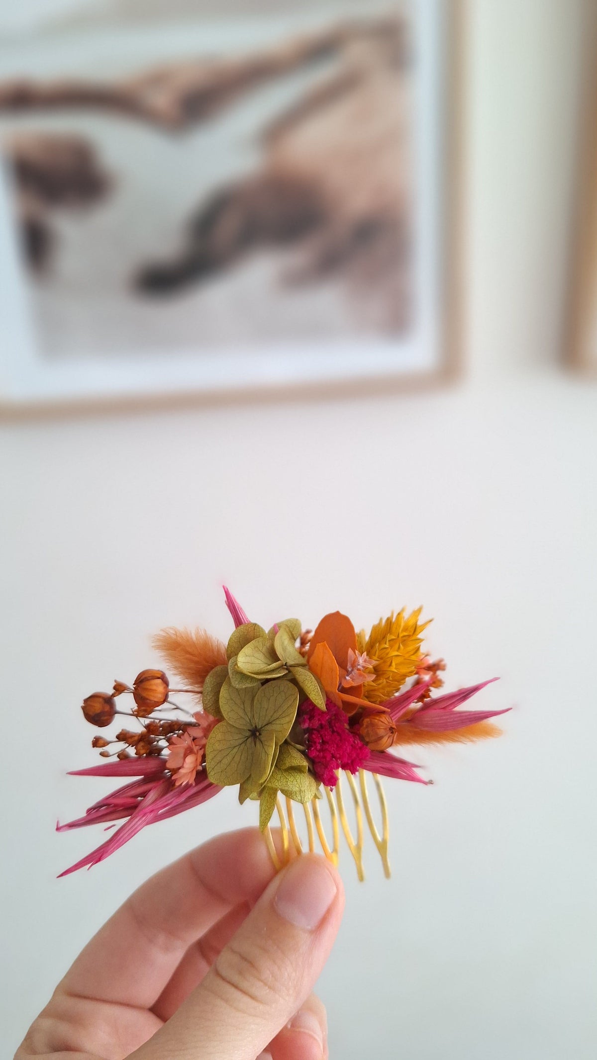 Peigne pour cheveux aux couleurs d'automne livraison france - mariage automnale - fleurs cheveux - coiffure mariage - fleuriste le perche - fleuriste eure et Loire