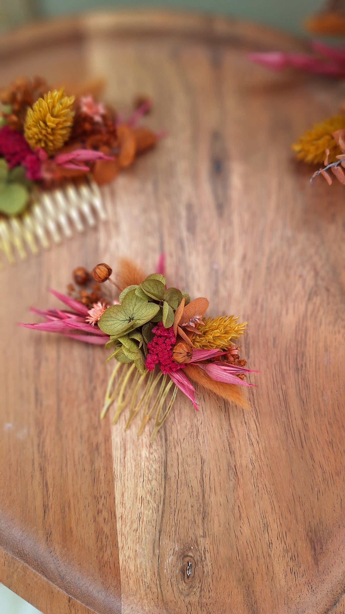 Peigne pour cheveux aux couleurs d'automne livraison france - mariage automnale - fleurs cheveux - coiffure mariage - fleuriste le perche - fleuriste eure et Loire
