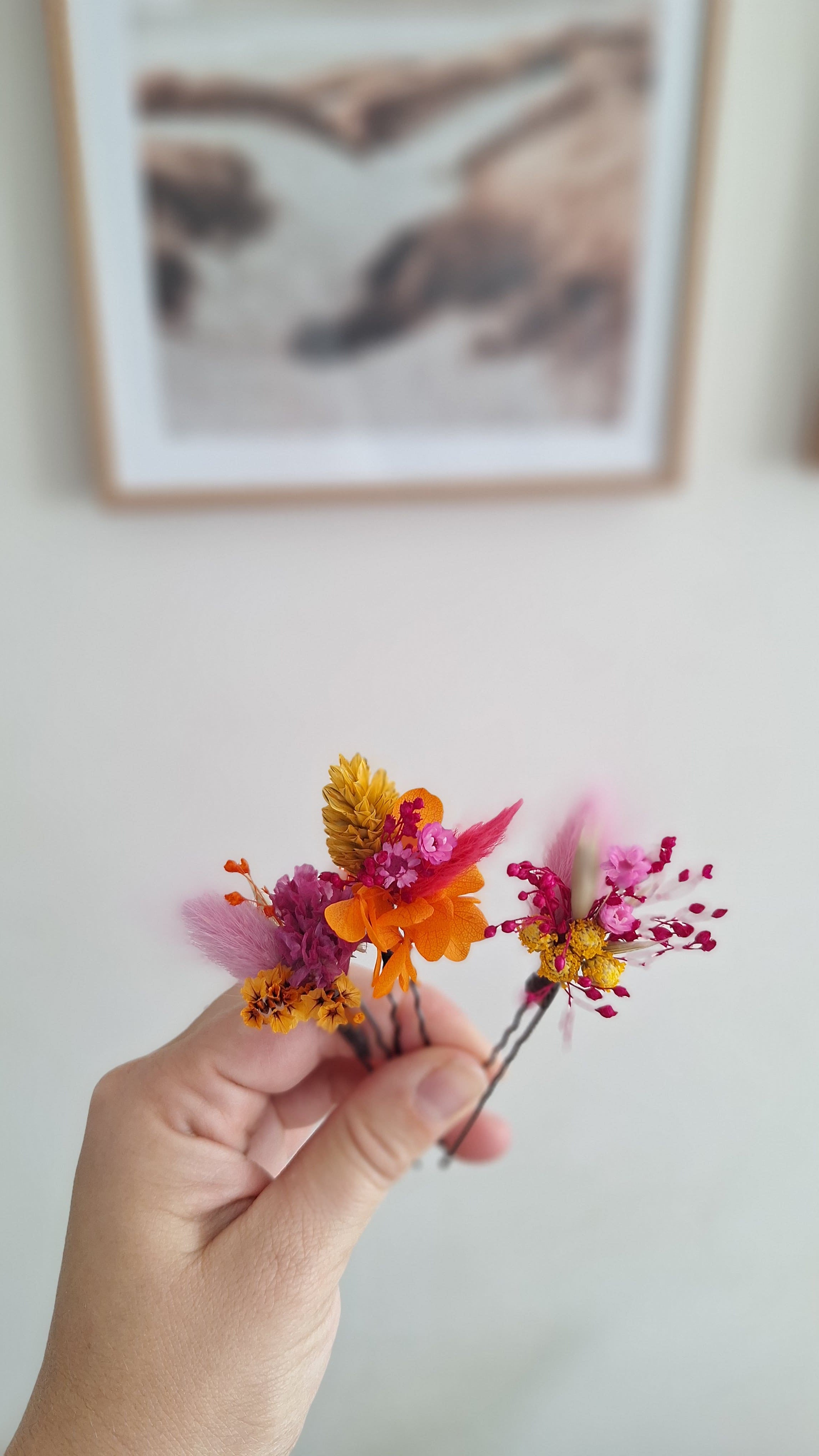 Epingle à chignon fleurie colorée durable - Fleuriste Eure et Loir, fleuriste orne, Fleuriste le perche, Fleuriste Bretoncelles