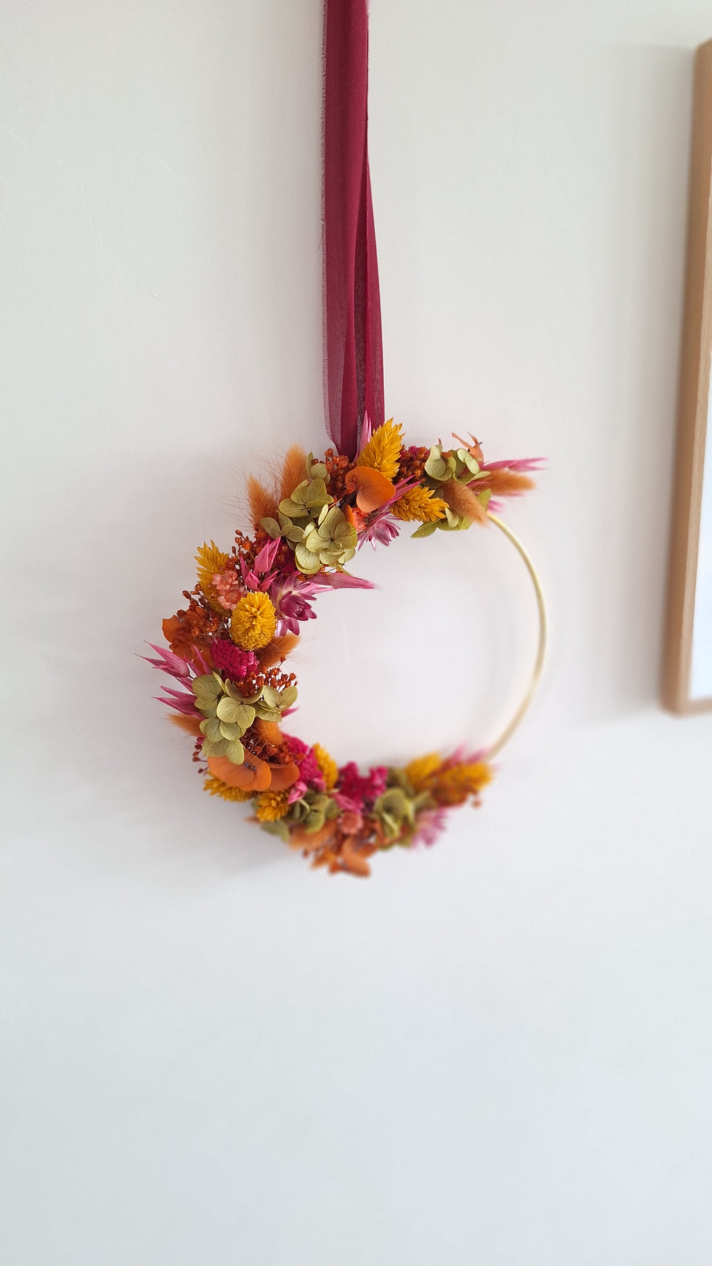 Couronne de fleurs séchées - Forêt d'Automne