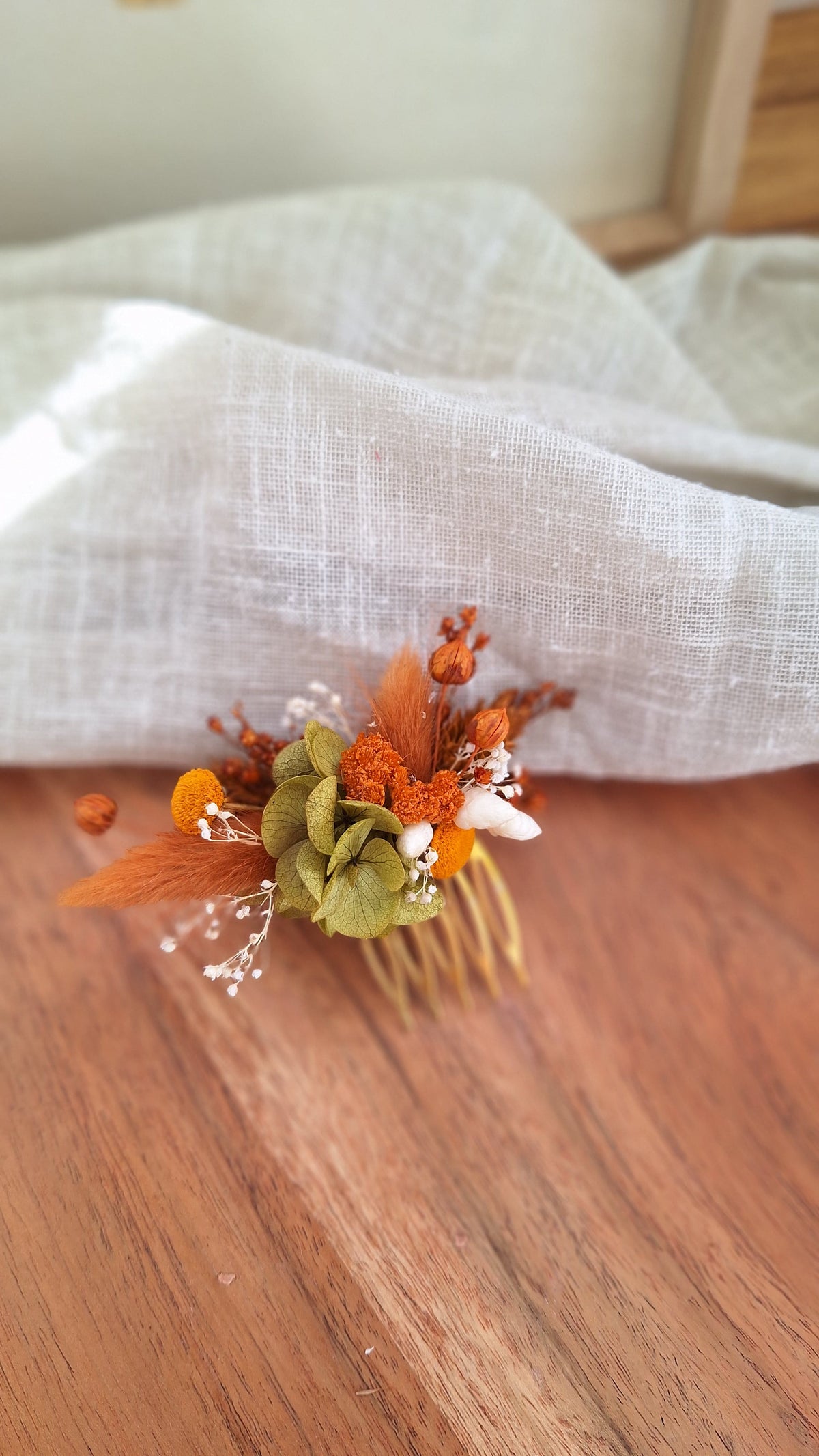 Peigne pour cheveux aux couleurs d'automne livraison france - mariage automnale - fleurs cheveux - coiffure mariage - fleuriste le perche - fleuriste eure et Loire