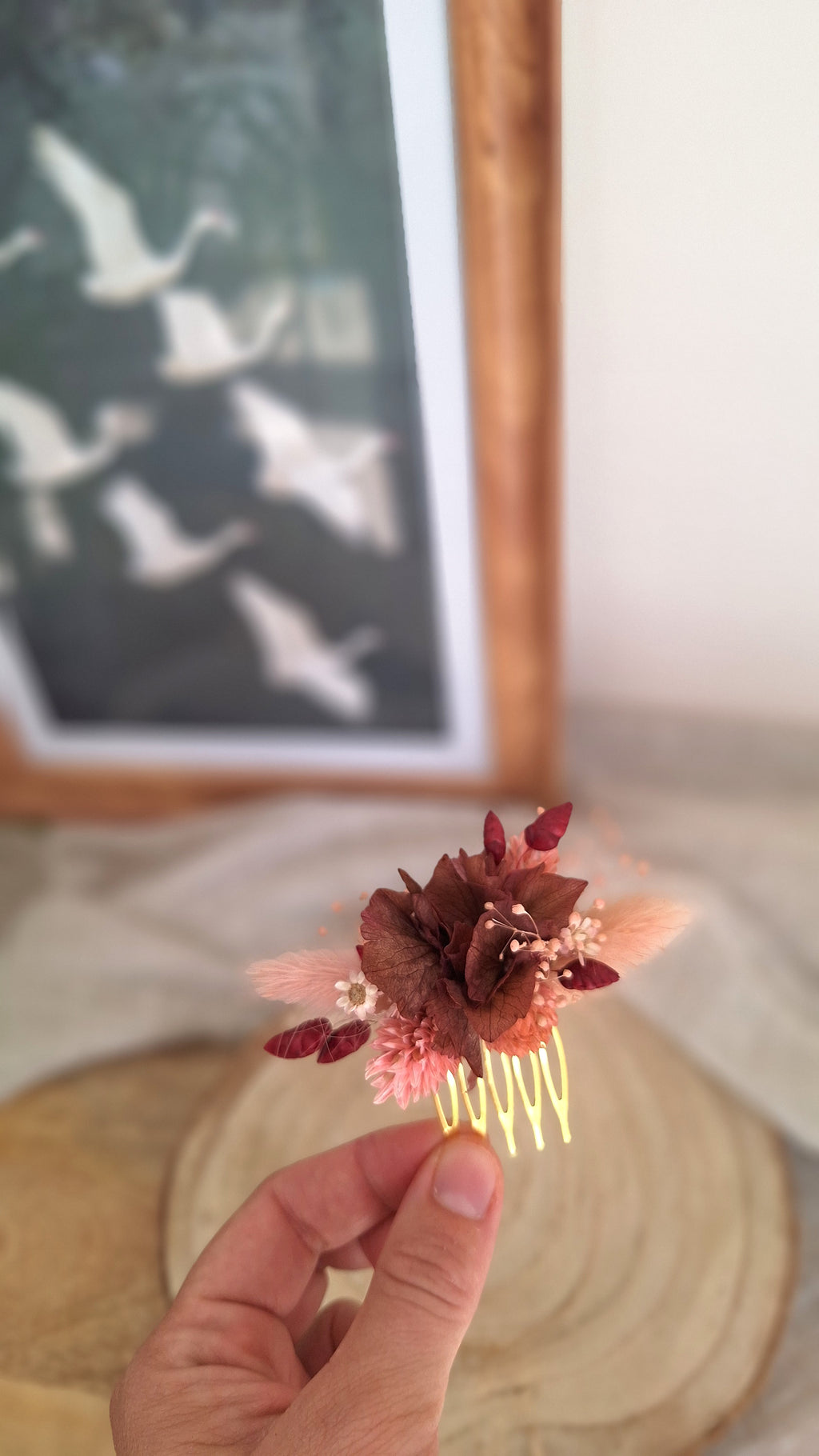 Mini Peigne en fleurs séchées - Astrid