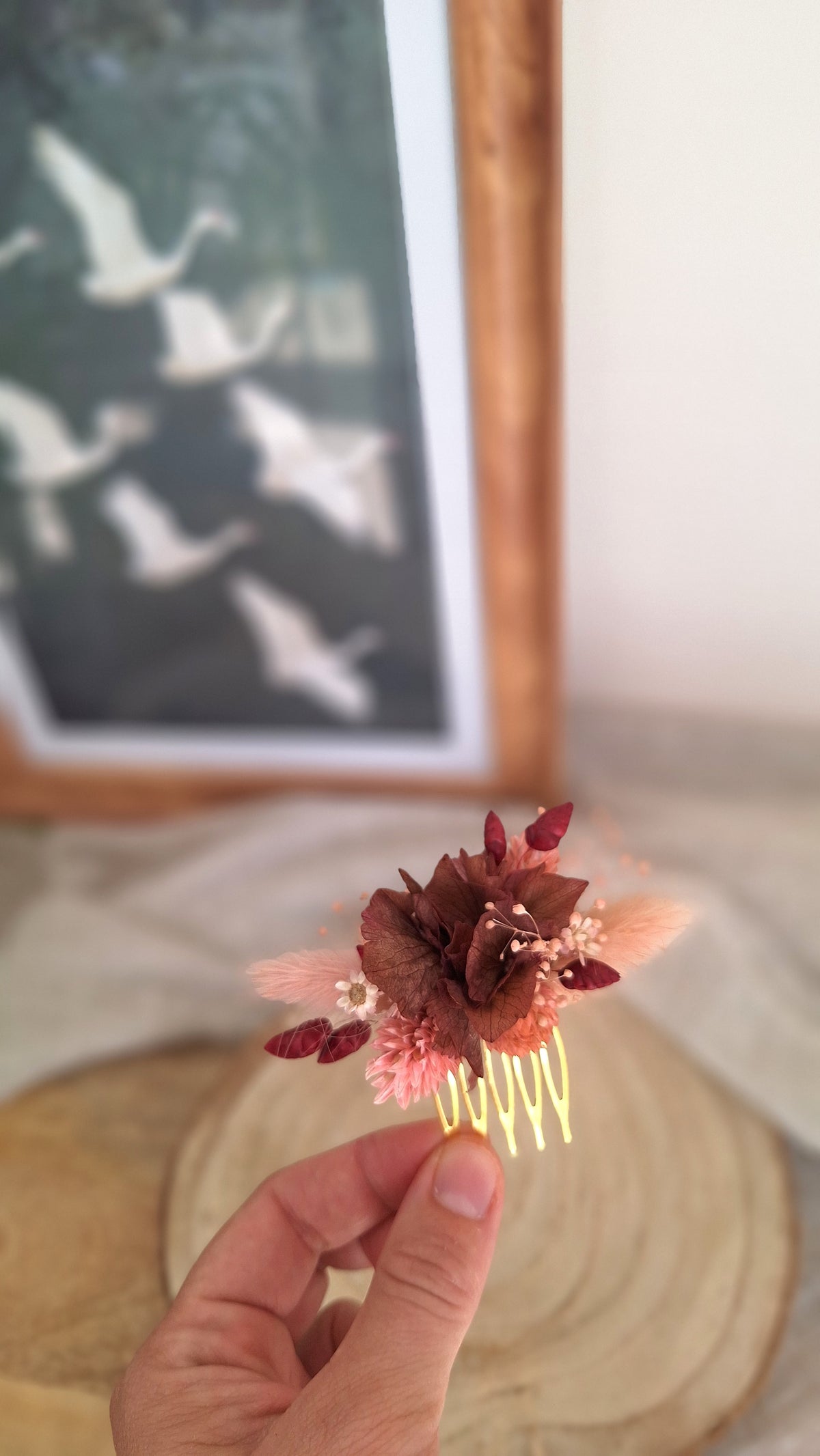 Mini Peigne en fleurs séchées - Astrid