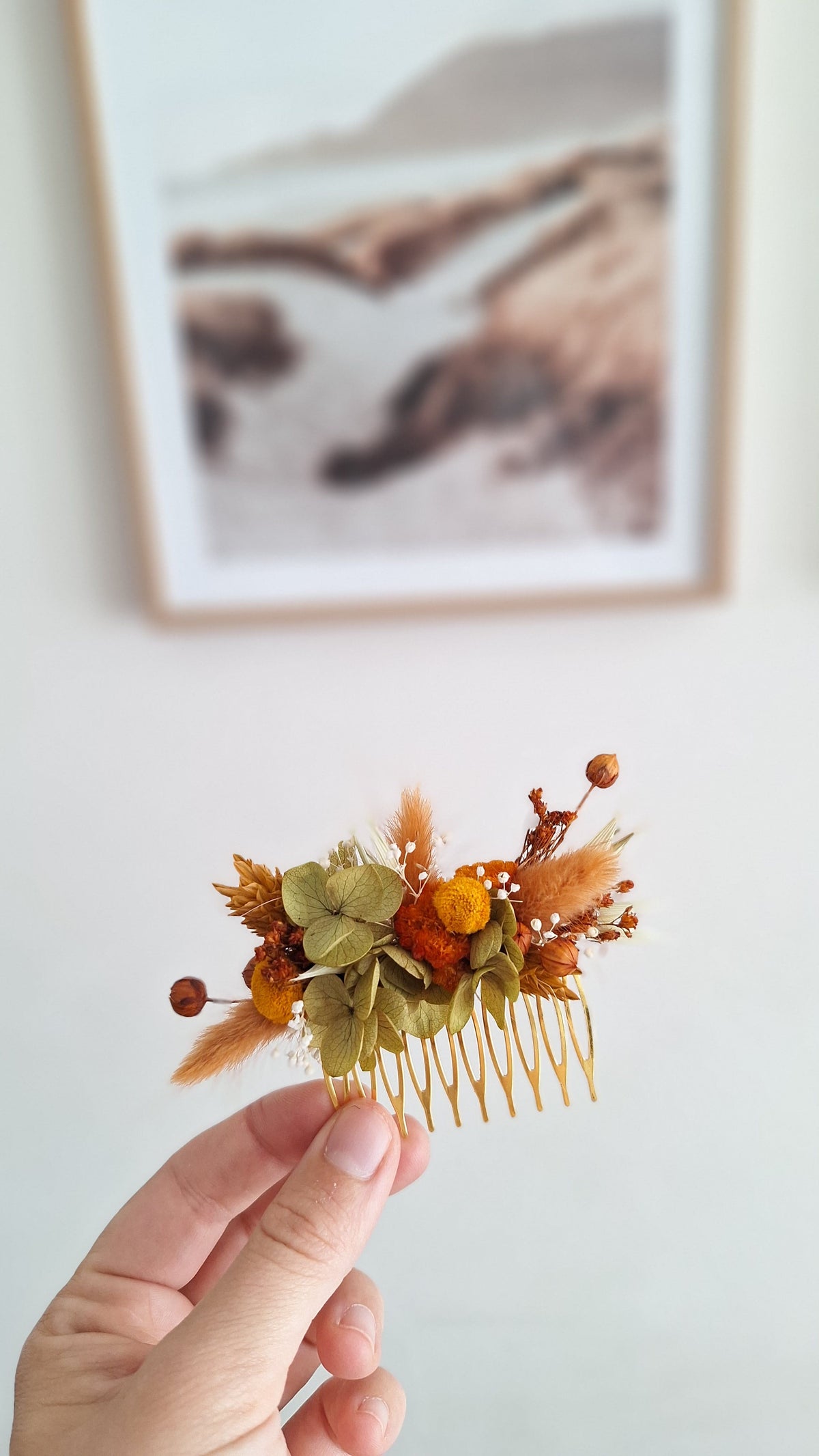 Peigne pour cheveux aux couleurs d'automne livraison france - mariage automnale - fleurs cheveux - coiffure mariage - fleuriste le perche - fleuriste eure et Loire